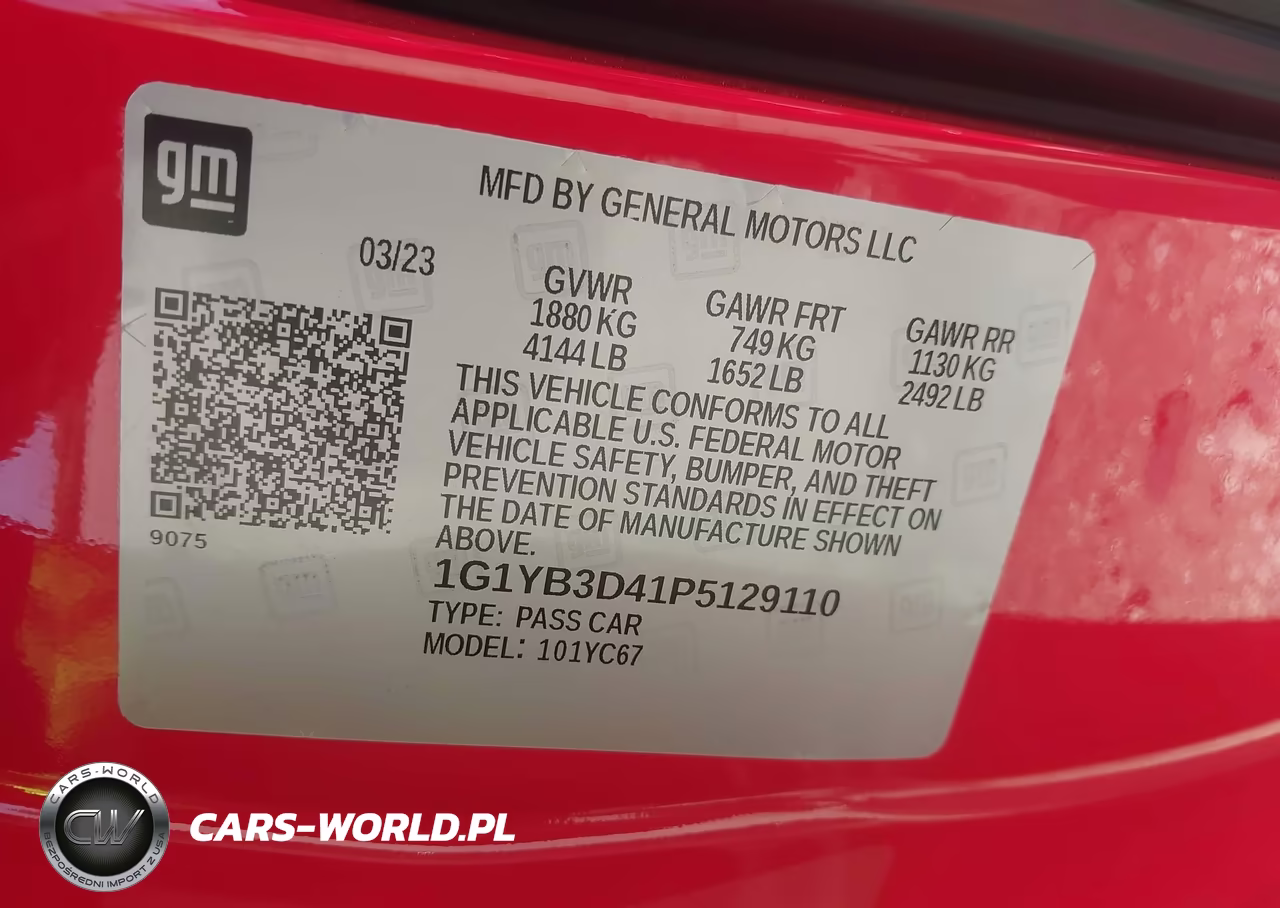 2023 Chevrolet Corvette Stingray Rwd 2Lt VIN:1G1YB3D41P5129110 - 9