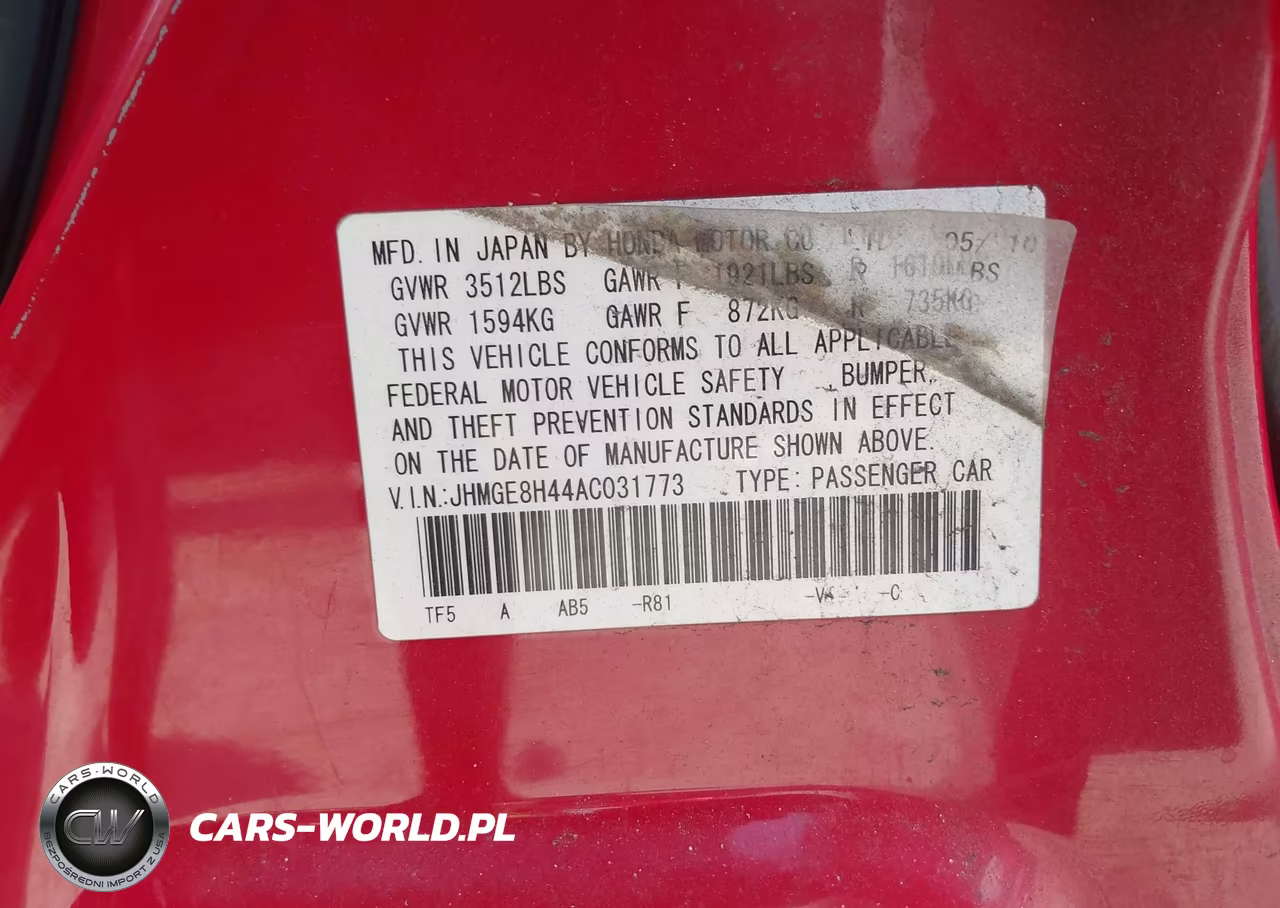 2010 Honda Fit Sport VIN:JHMGE8H44AC031773 - 9