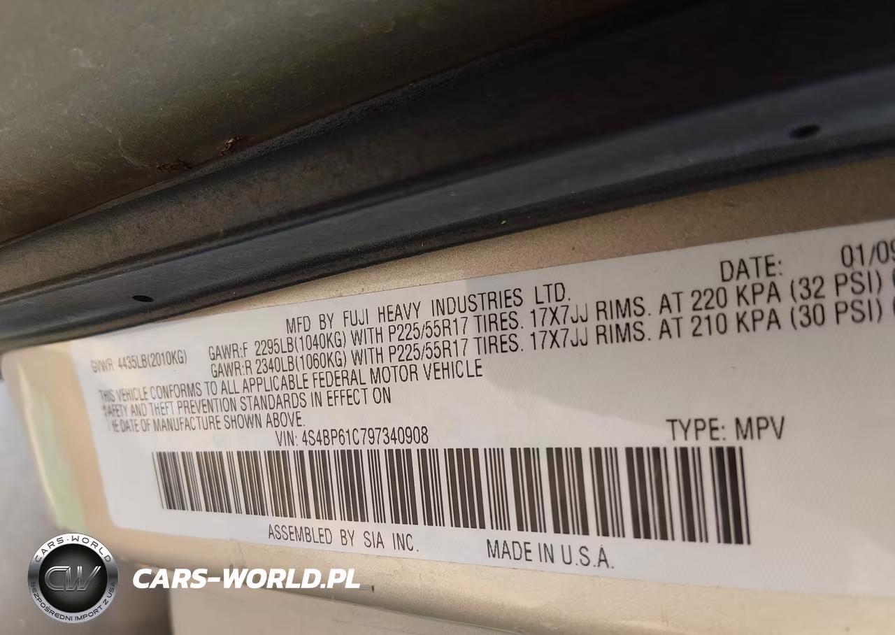 2009 Subaru Outback 2.5I VIN:4S4BP61C797340908 - 9