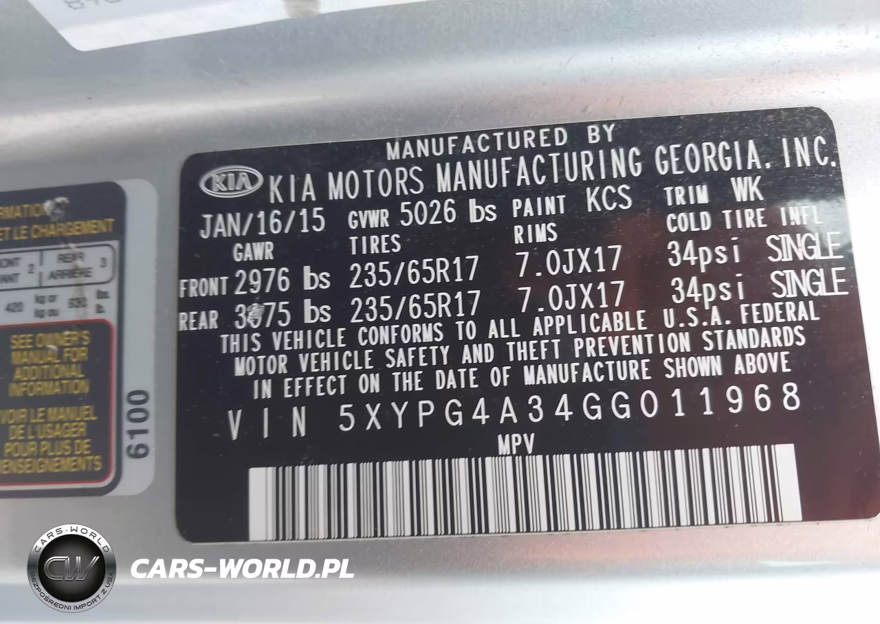 2016 Kia Sorento 2.4L Lx VIN:5XYPG4A34GG011968 - 9