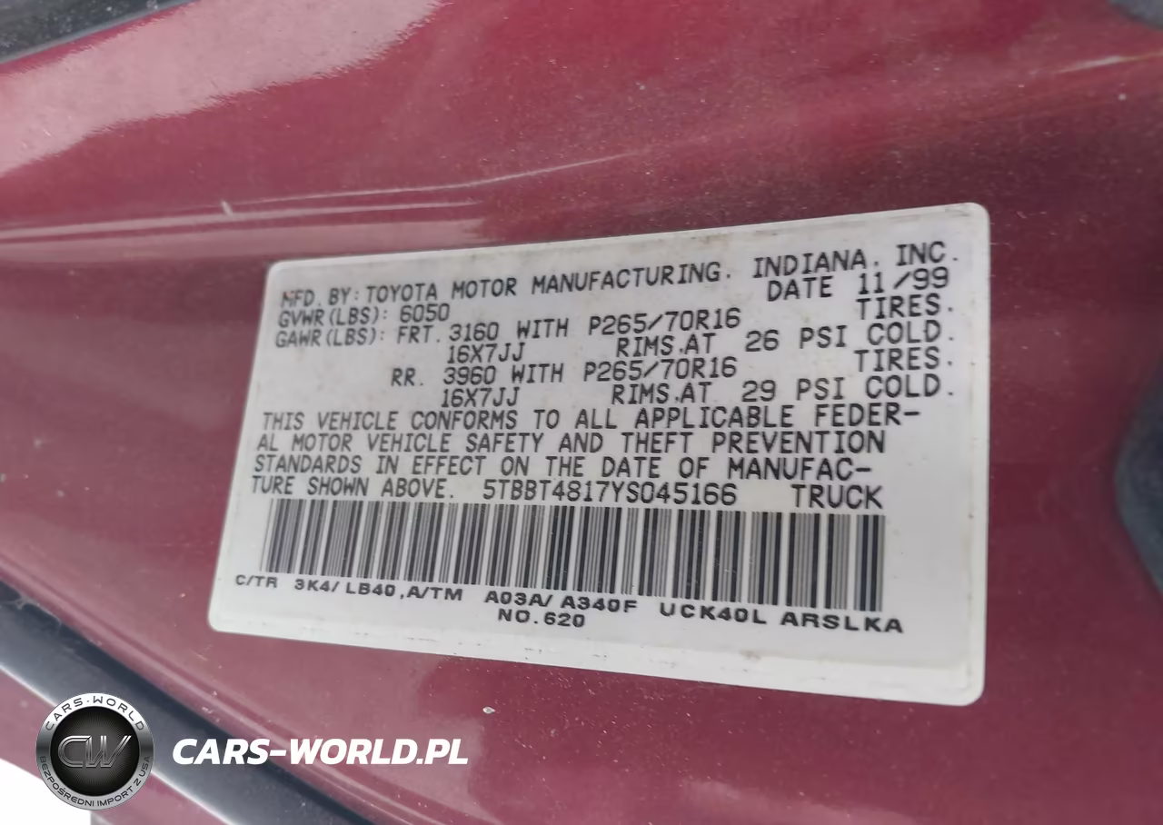2000 Toyota Tundra Ltd V8 VIN:5TBBT4817YS045166 - 9