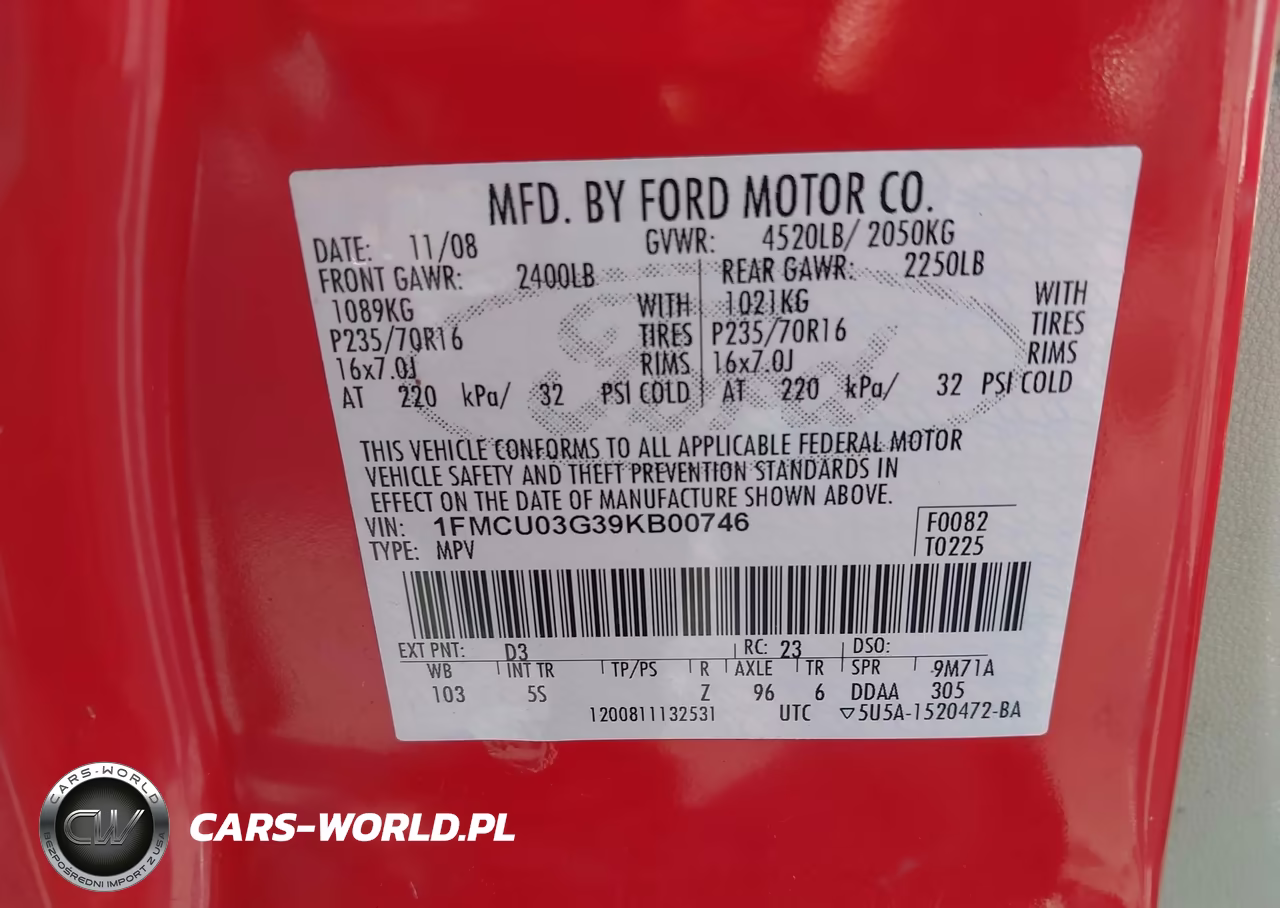 2009 Ford Escape Xlt VIN:1FMCU03G39KB00746 - 9