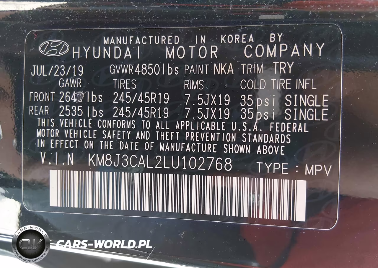 2020 Hyundai Tucson Sport VIN:KM8J3CAL2LU102768 - 8