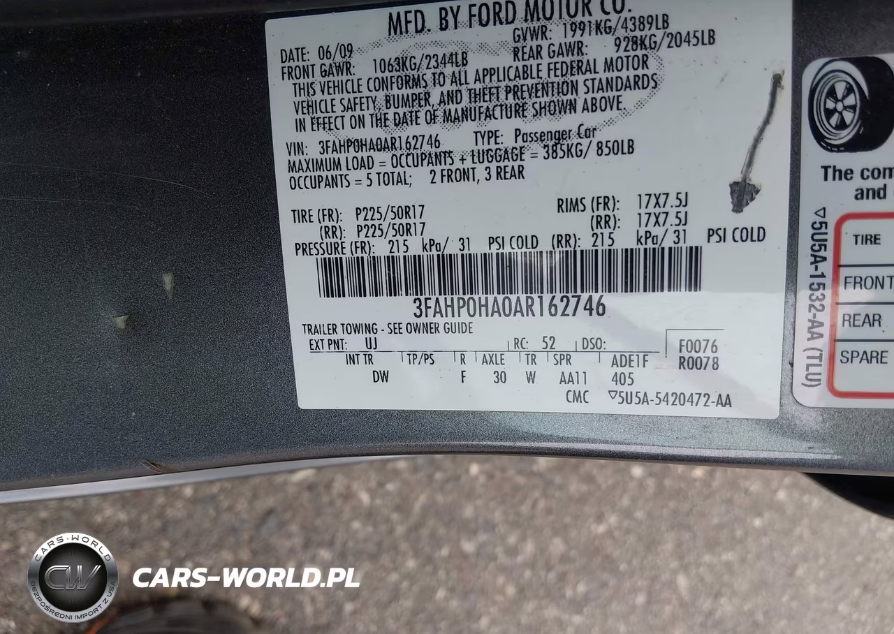 2010 Ford Fusion Se VIN:3FAHP0HA0AR162746 - 9