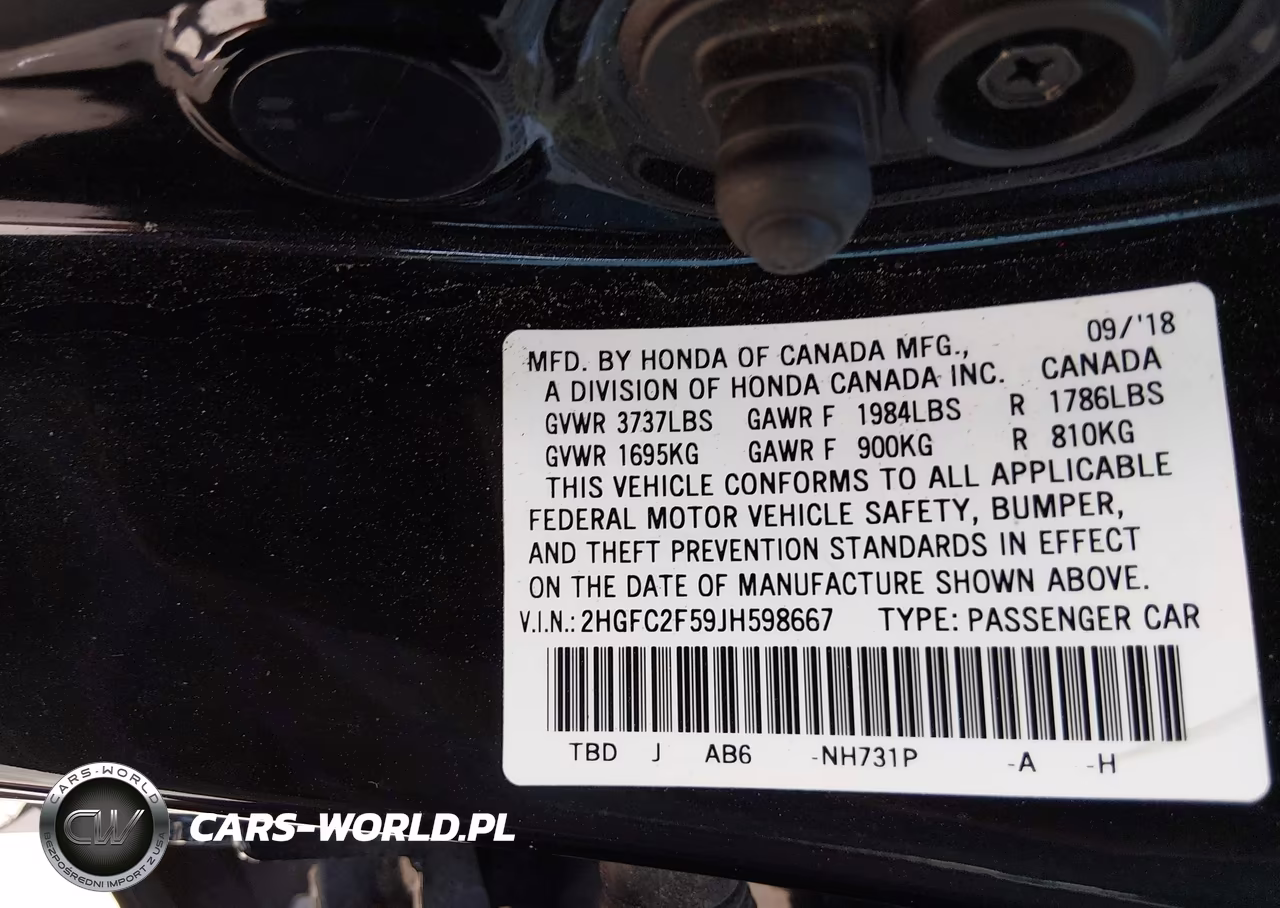 2018 Honda Civic Lx VIN:2HGFC2F59JH598667 - 9