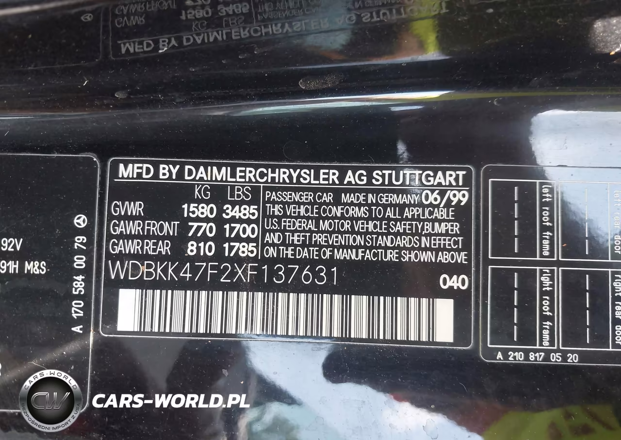 1999 Mercedes-Benz Slk 230 Kompressor VIN:WDBKK47F2XF137631 - 9