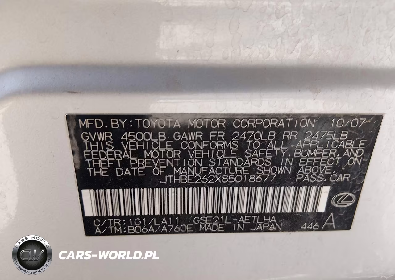 2008 Lexus Is 350 VIN:JTHBE262X85018677 - 9
