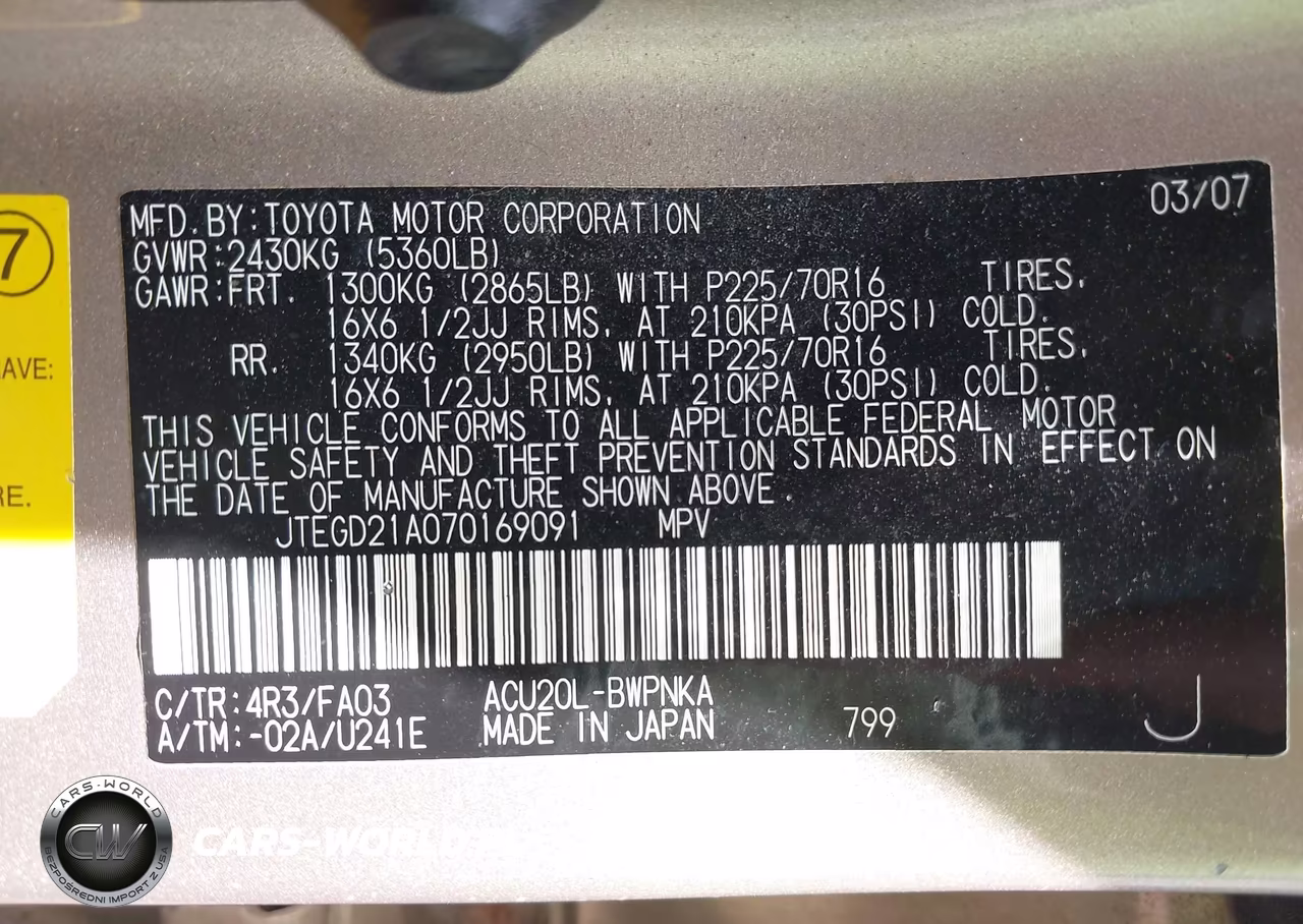 2007 Toyota Highlander VIN:JTEGD21A070169091 - 9