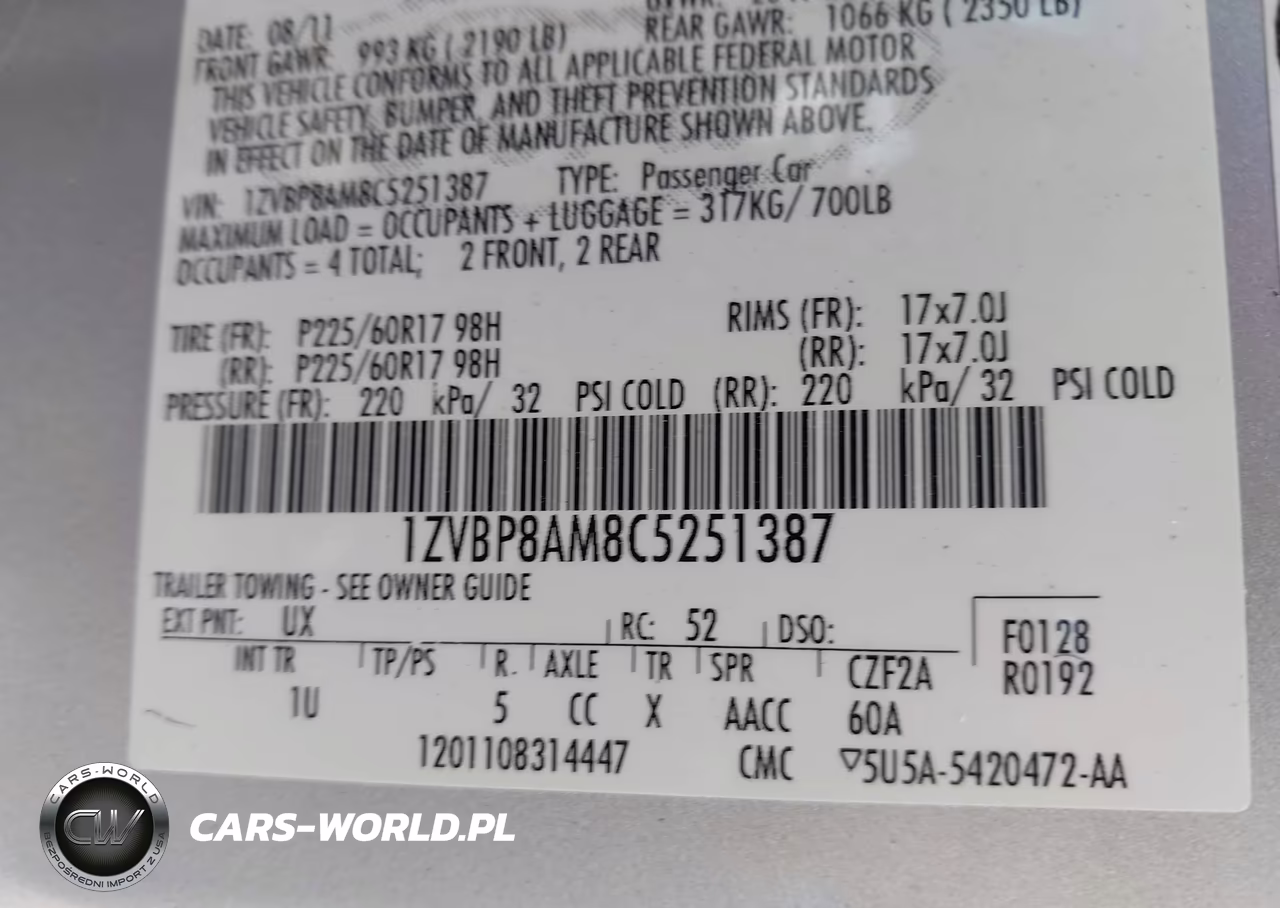 2012 Ford Mustang V6 VIN:1ZVBP8AM8C5251387 - 9