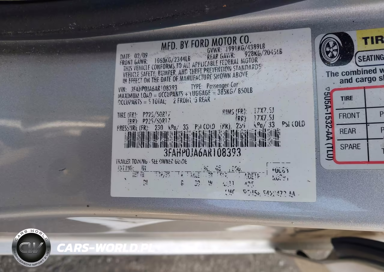 2010 Ford Fusion Sel VIN:3FAHP0JA6AR108393 - 9