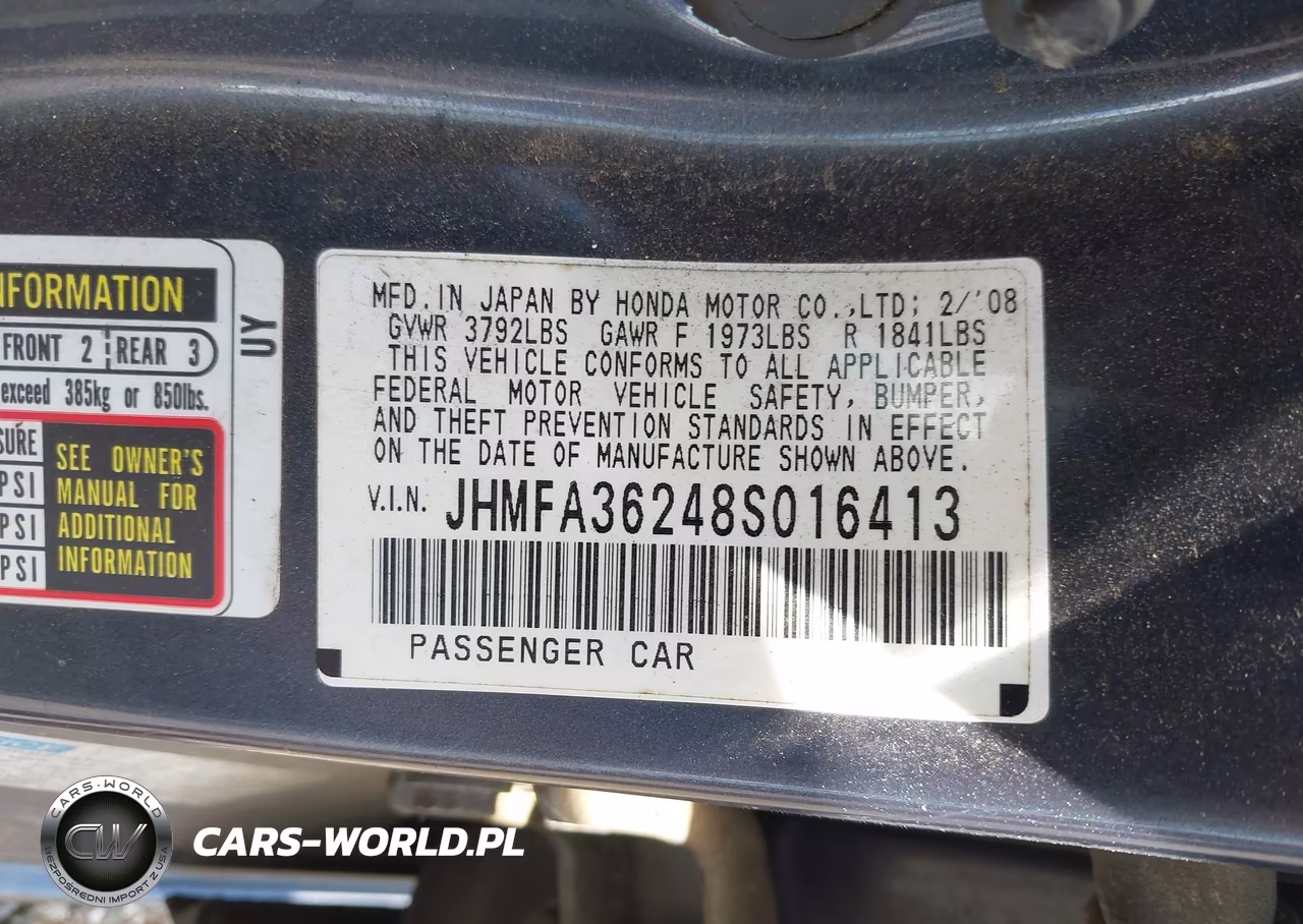 2008 Honda Civic Hybrid VIN:JHMFA36248S016413 - 9