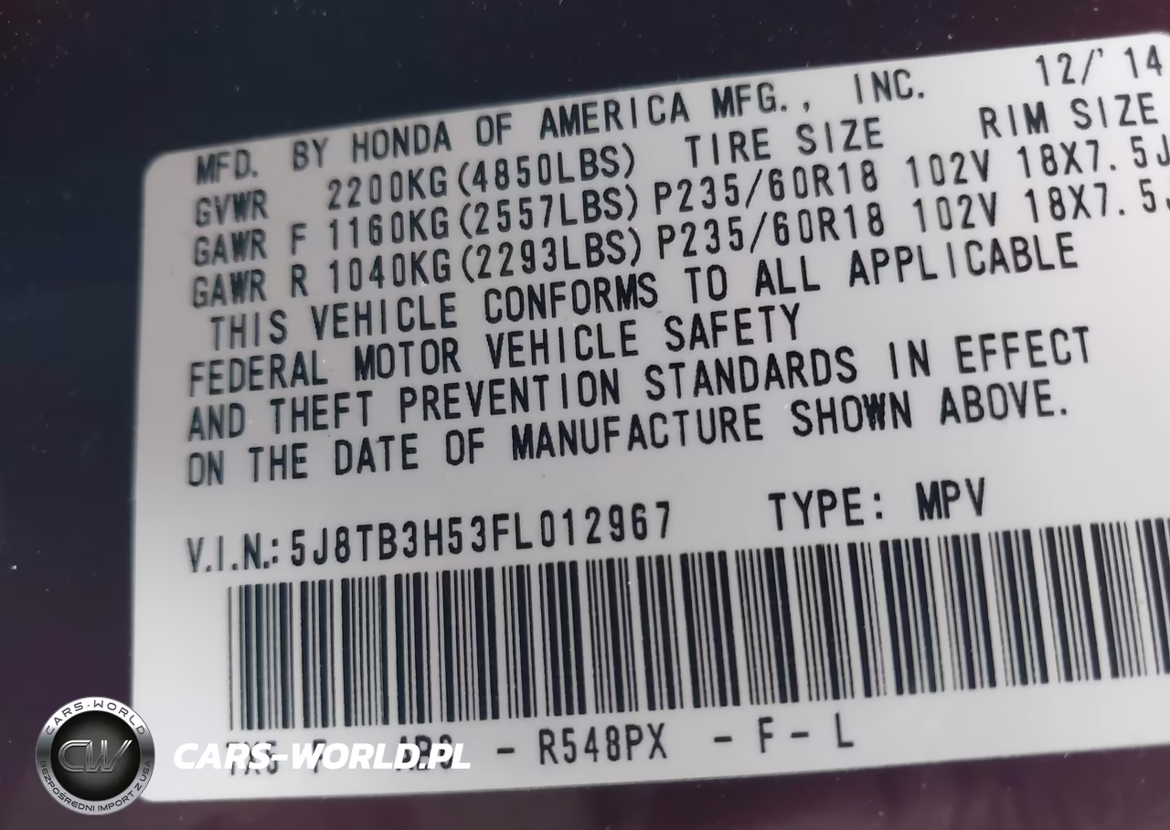 2015 Acura Rdx VIN:5J8TB3H53FL012967 - 9