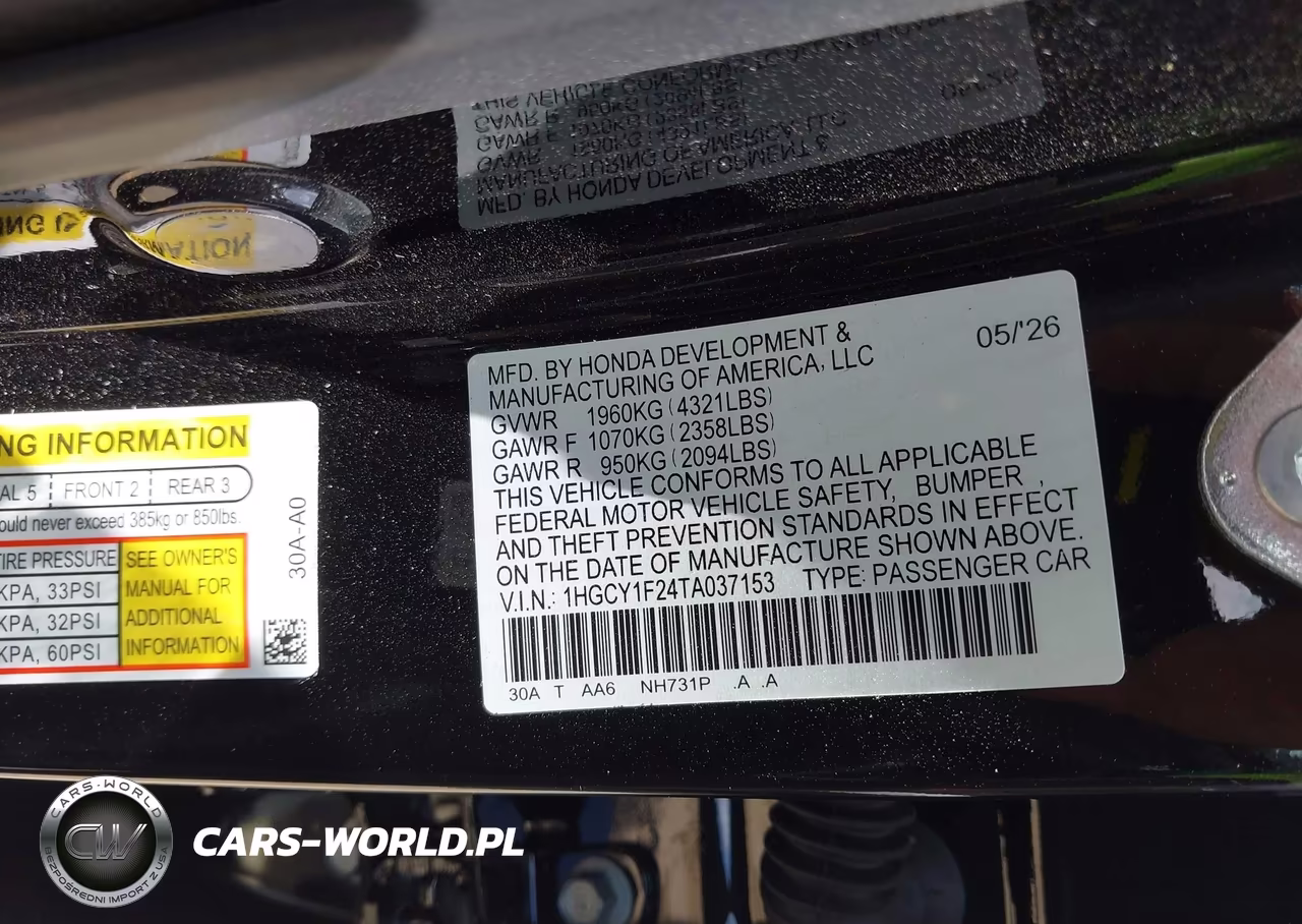 2026 Honda Accord Lx VIN:1HGCY1F24TA037153 - 9