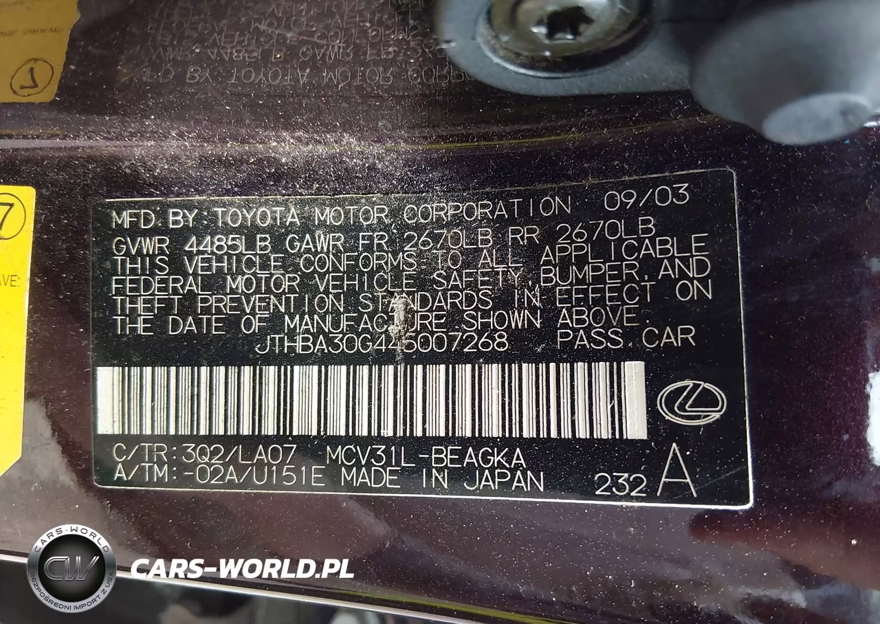 2004 Lexus Es 330 VIN:JTHBA30G445007268 - 9