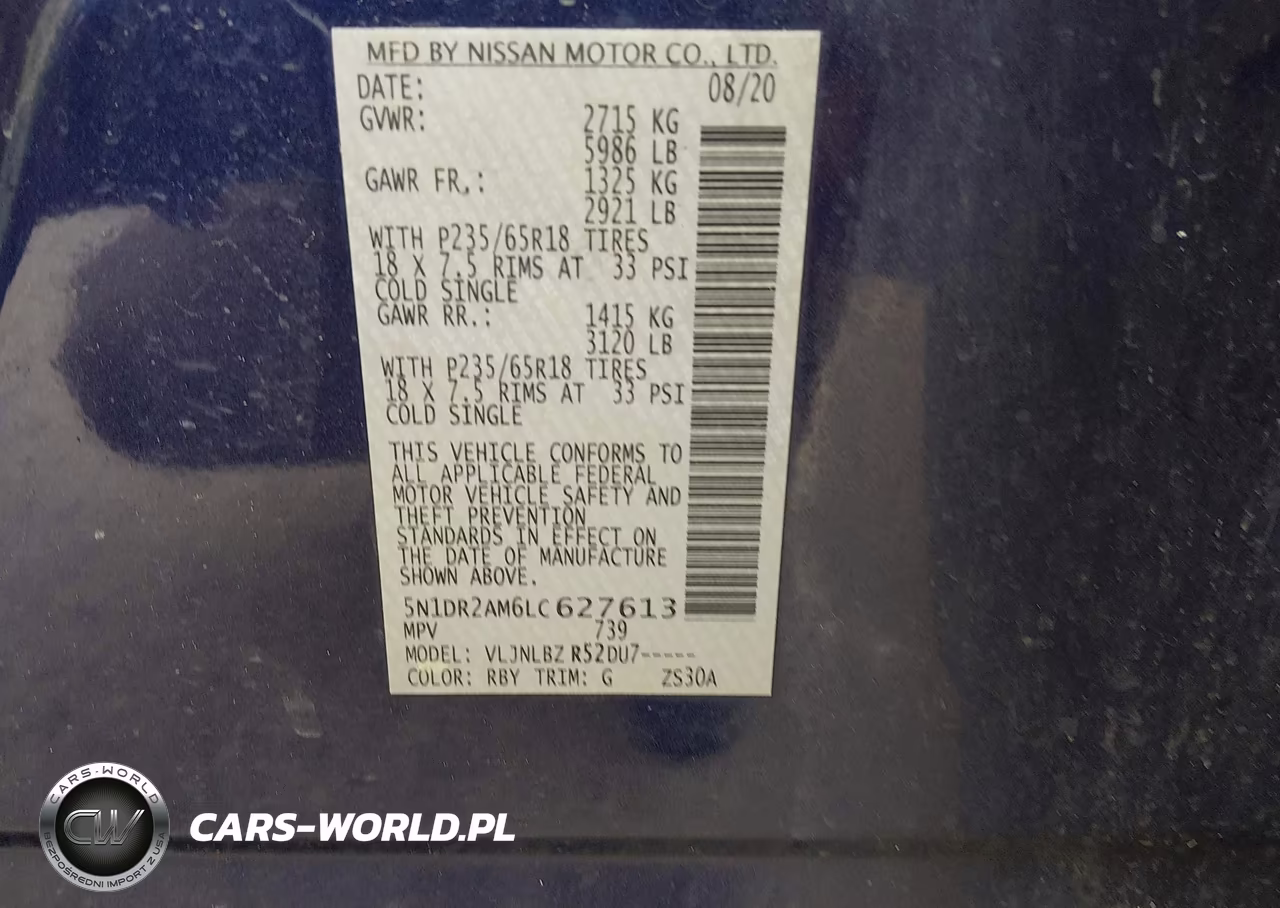 2020 Nissan Pathfinder S 4Wd VIN:5N1DR2AM6LC627613 - 9