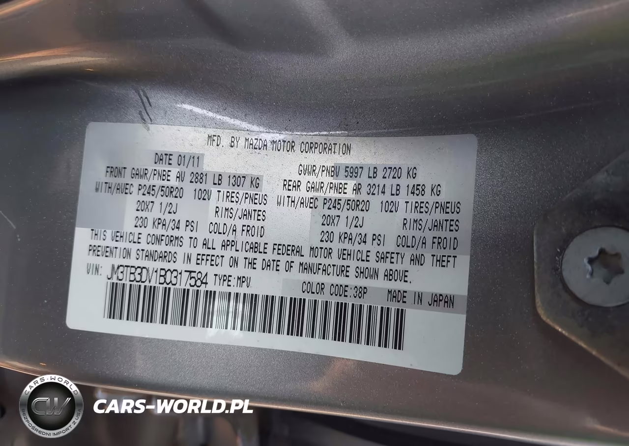 2011 Mazda Cx-9 Grand Touring VIN:JM3TB3DV1B0317584 - 9