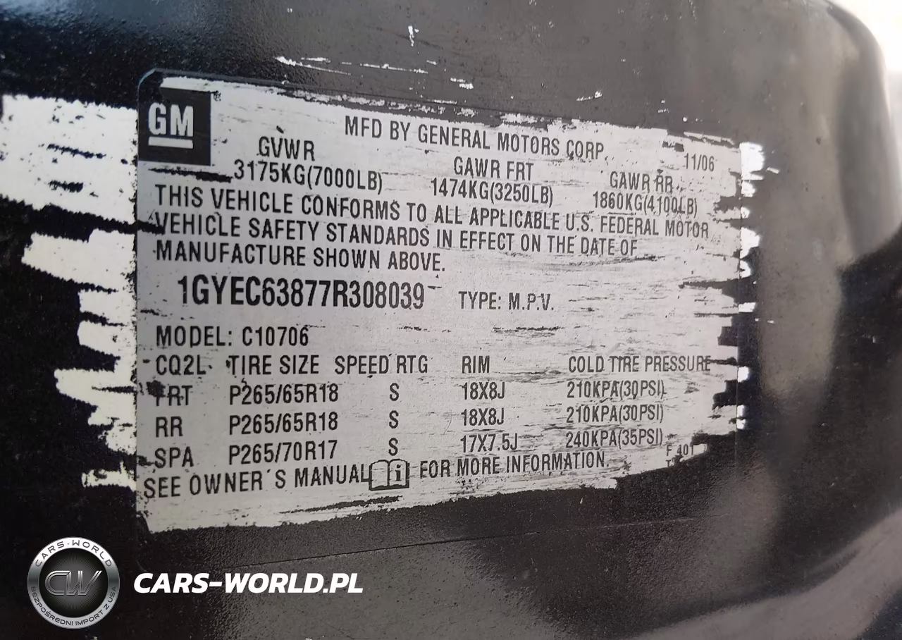 2007 Cadillac Escalade VIN:1GYEC63877R308039 - 9