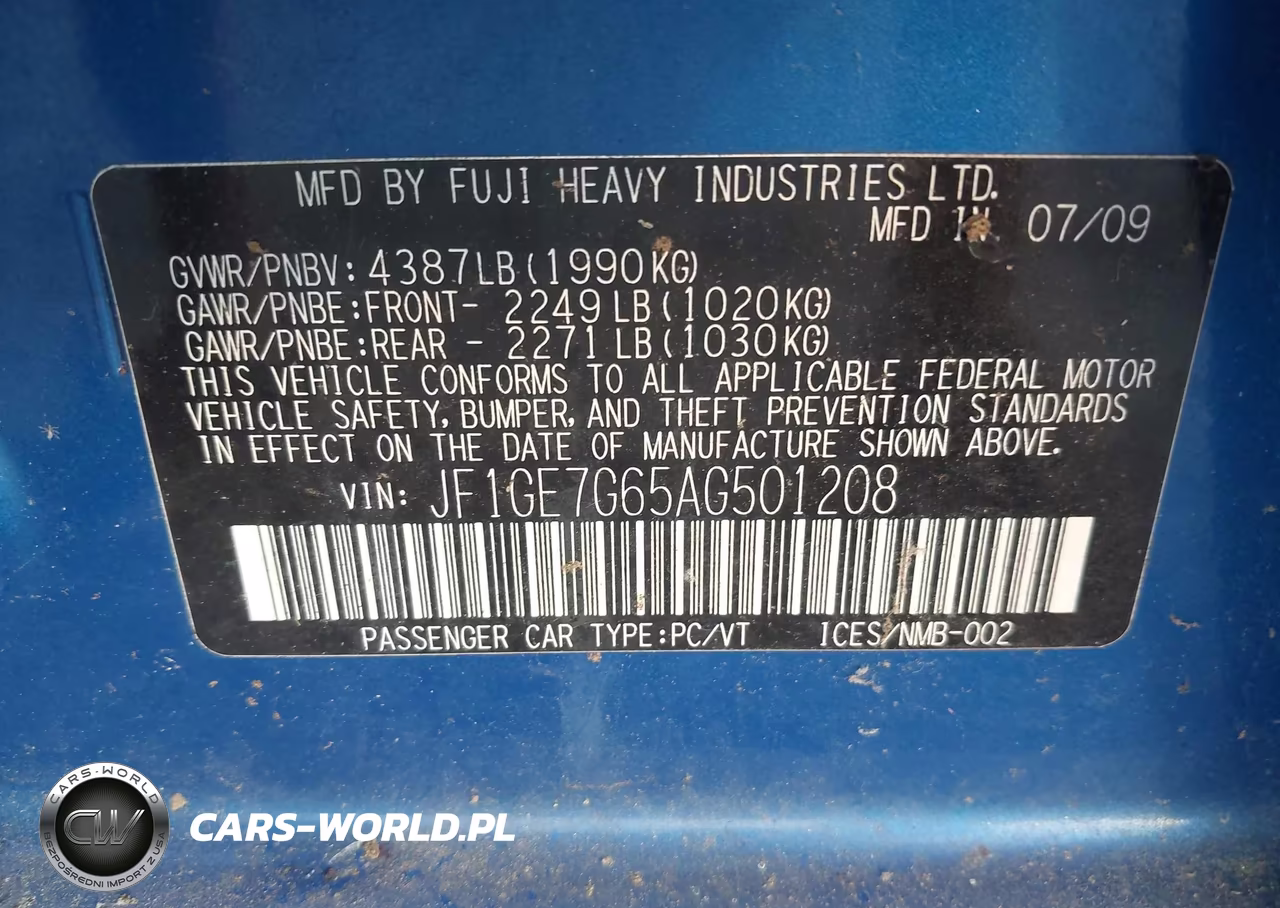 2010 Subaru Impreza Wrx Premium VIN:JF1GE7G65AG501208 - 9