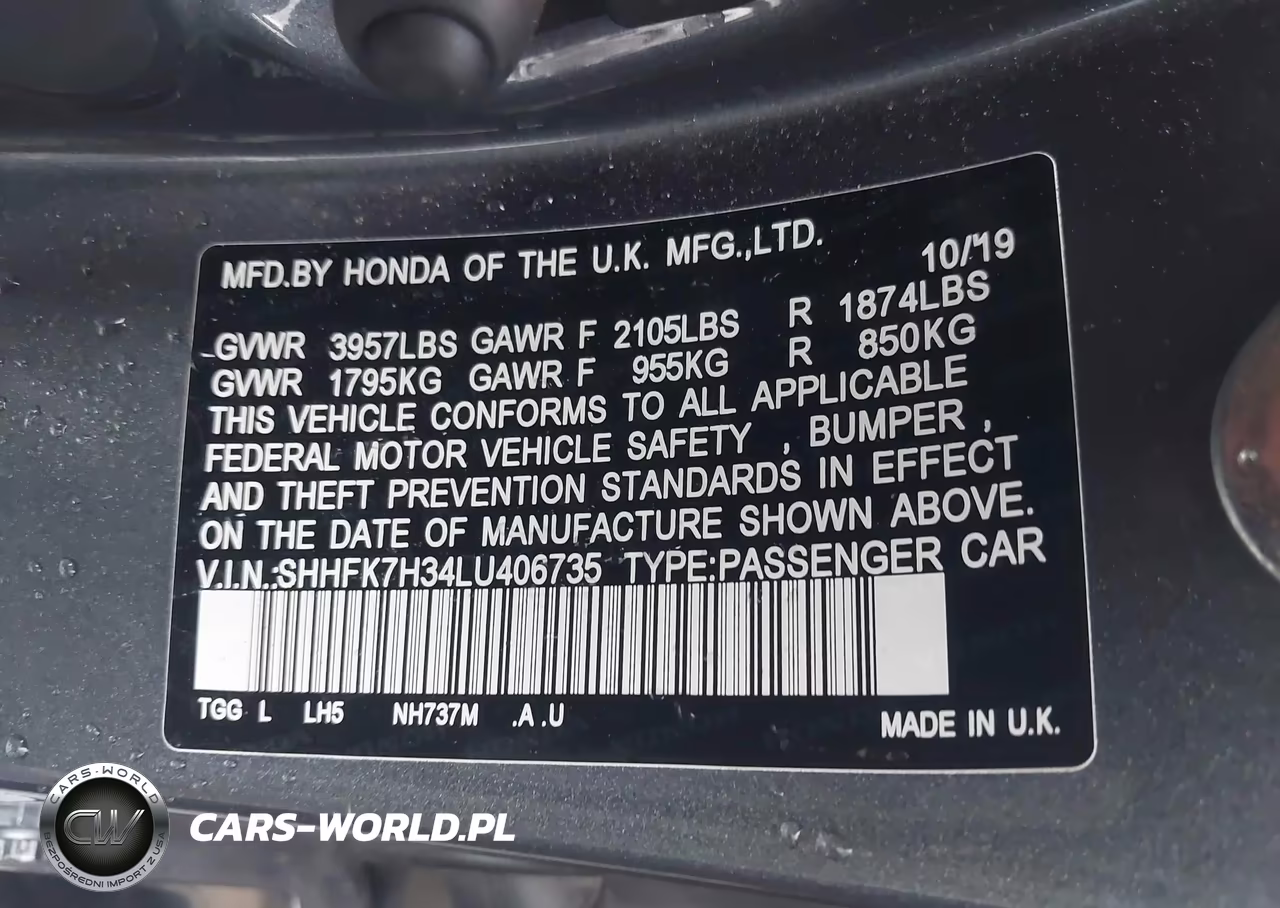 2020 Honda Civic Lx VIN:SHHFK7H34LU406735 - 9
