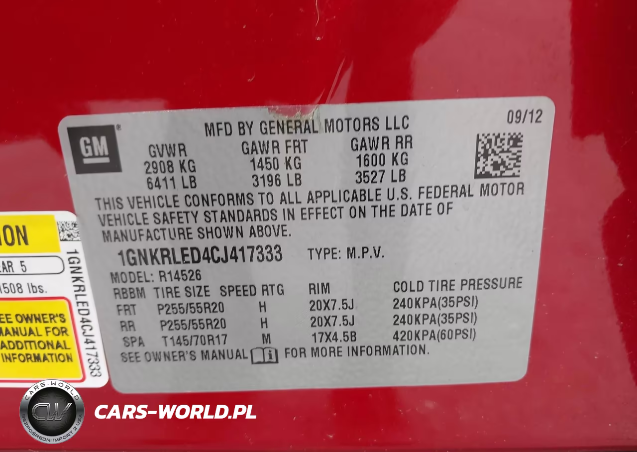 2012 Chevrolet Traverse Ltz VIN:1GNKRLED4CJ417333 - 9