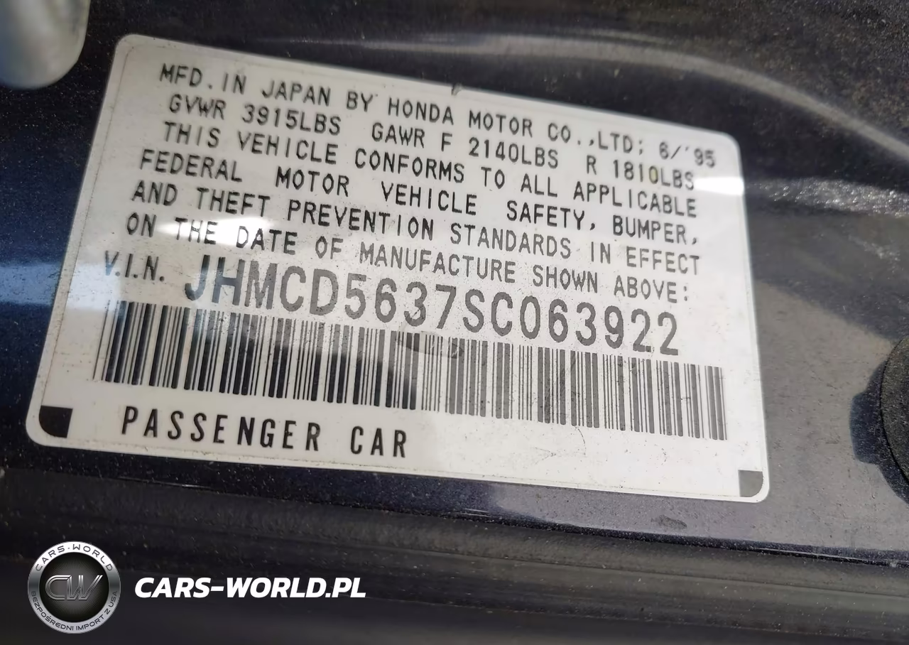 1995 Honda Accord Lx VIN:JHMCD5637SC063922 - 9