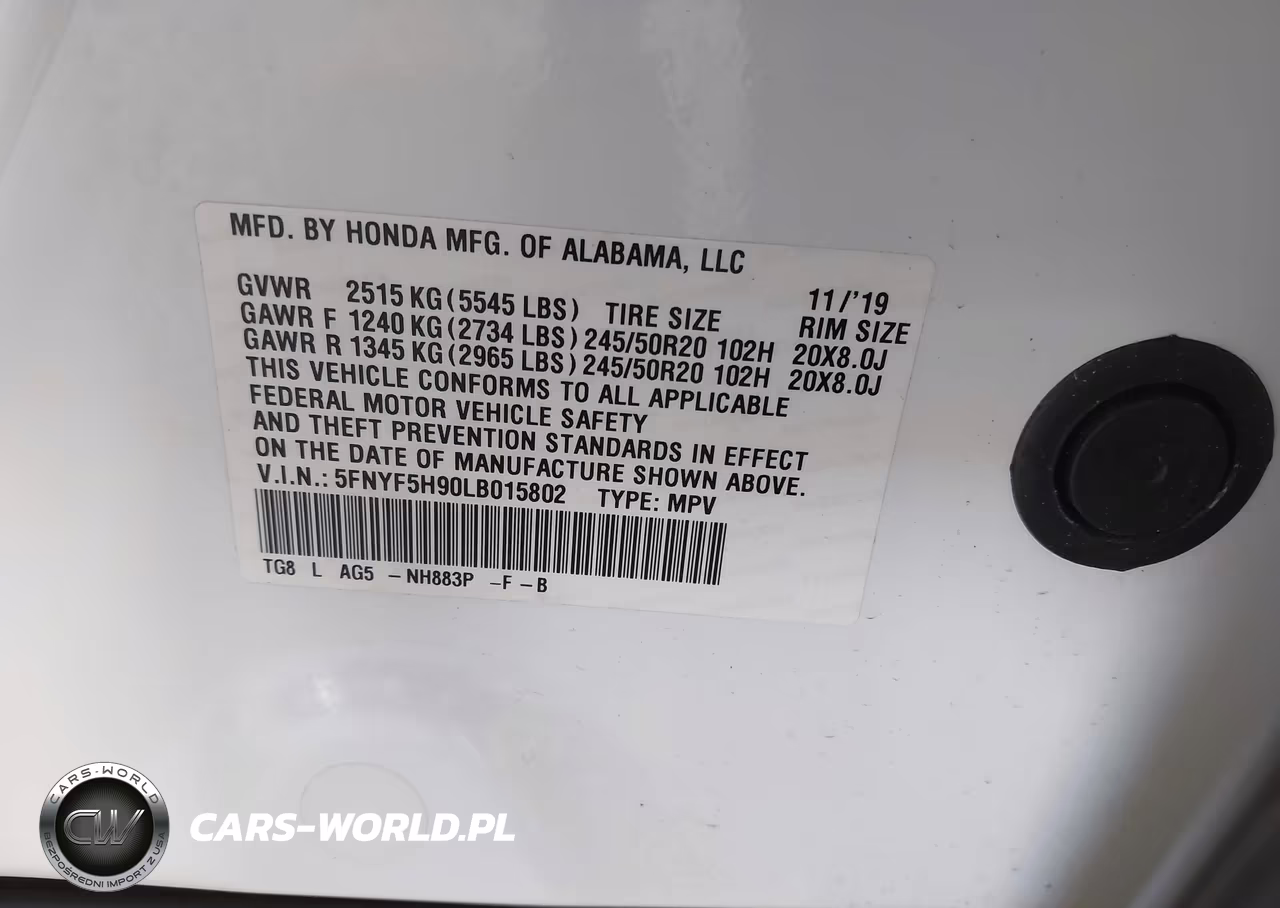 2020 Honda Pilot 2Wd Touring 8 Passenger VIN:5FNYF5H90LB015802 - 9