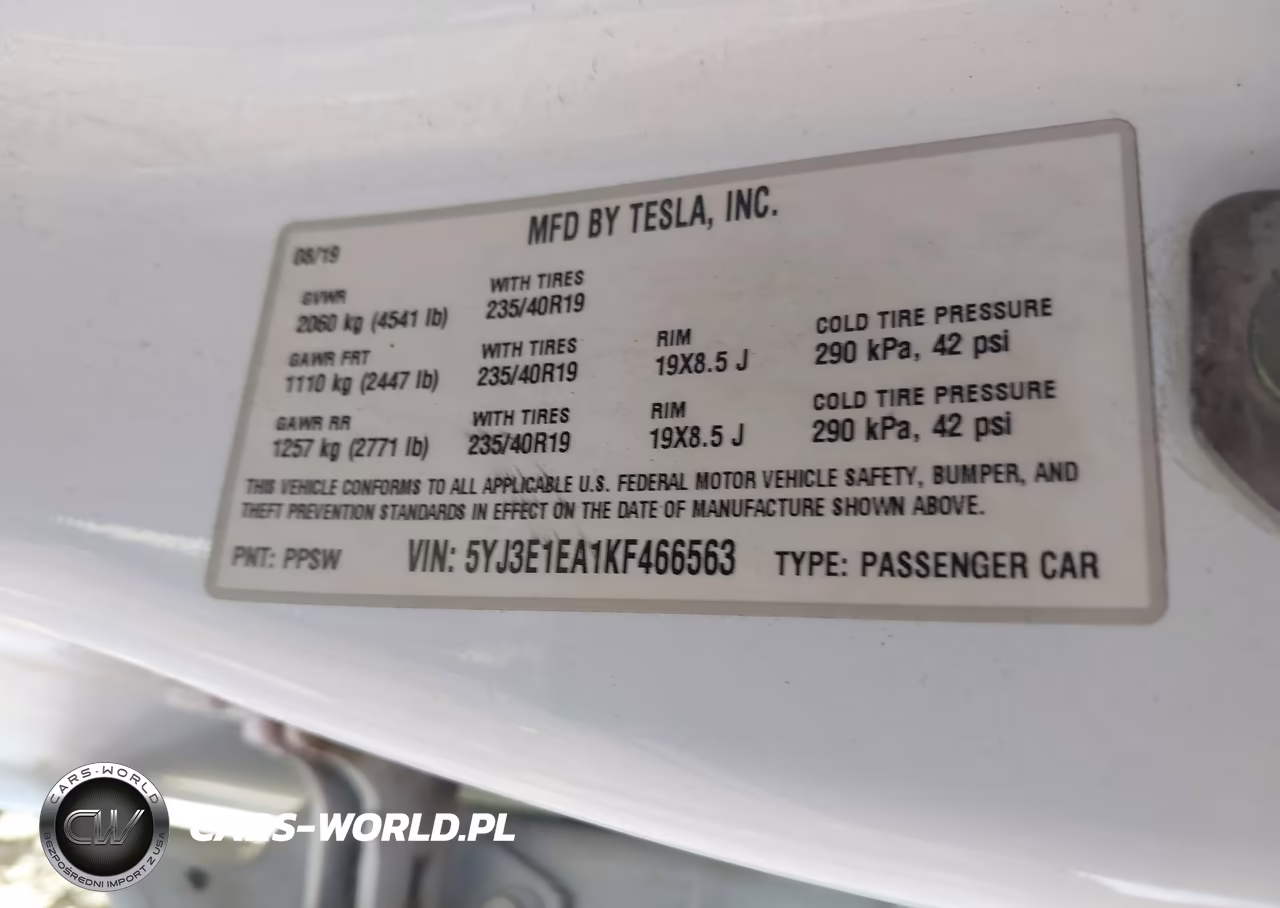 2019 Tesla Model 3 Long Range-Mid Range-Standard Range-Standard Range Plus VIN:5YJ3E1EA1KF466563 - 9