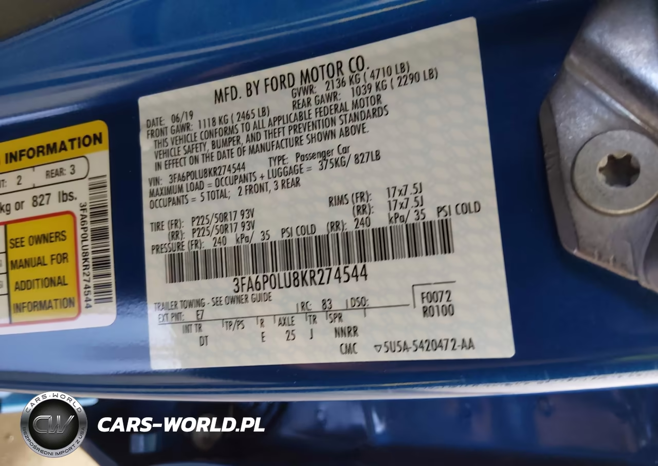 2019 Ford Fusion Hybrid Se VIN:3FA6P0LU8KR274544 - 9