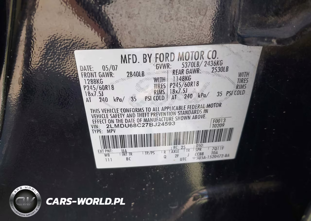 2007 Lincoln Mkx VIN:2LMDU68C27BJ24593 - 9