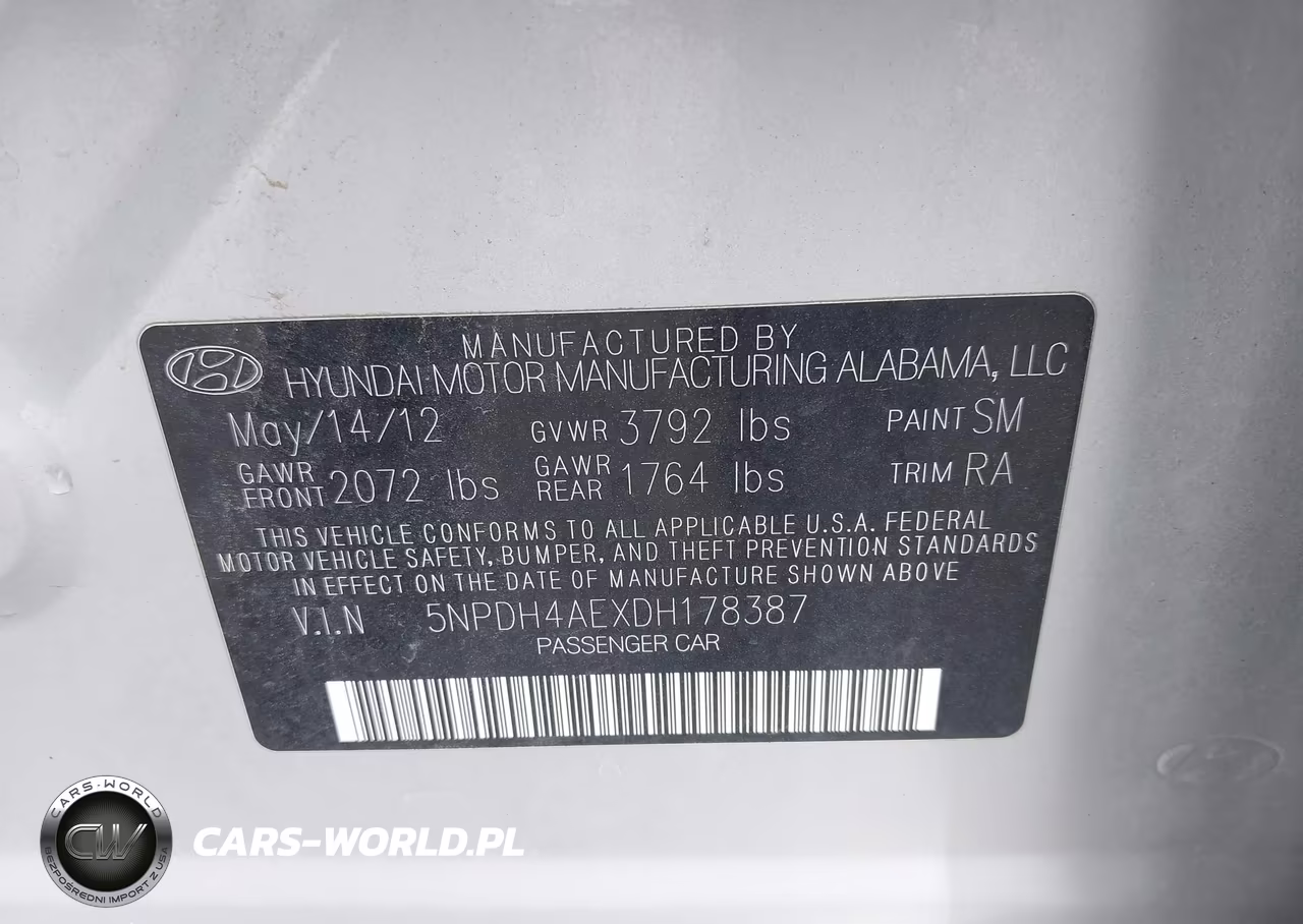 2013 Hyundai Elantra Gls VIN:5NPDH4AEXDH178387 - 9