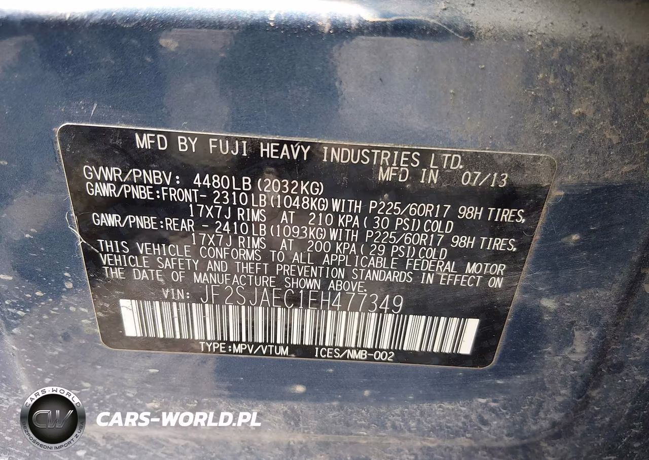 2014 Subaru Forester 2.5I Premium VIN:JF2SJAEC1EH477349 - 9