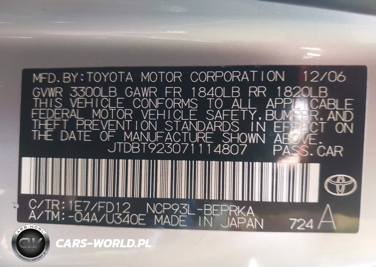 2007 Toyota Yaris VIN:JTDBT923071114807 - 9