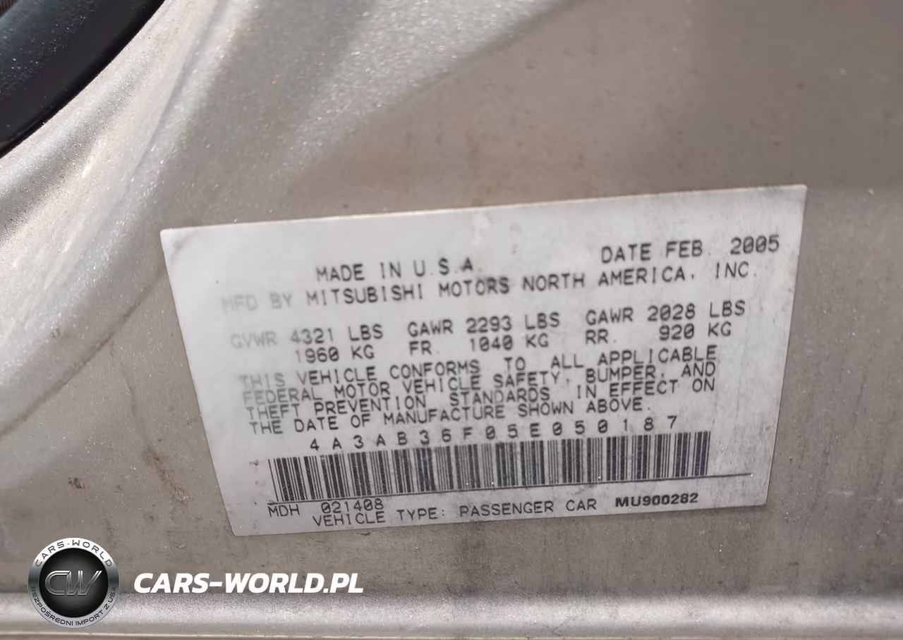 2005 Mitsubishi Galant Es-Se VIN:4A3AB36F05E050187 - 9