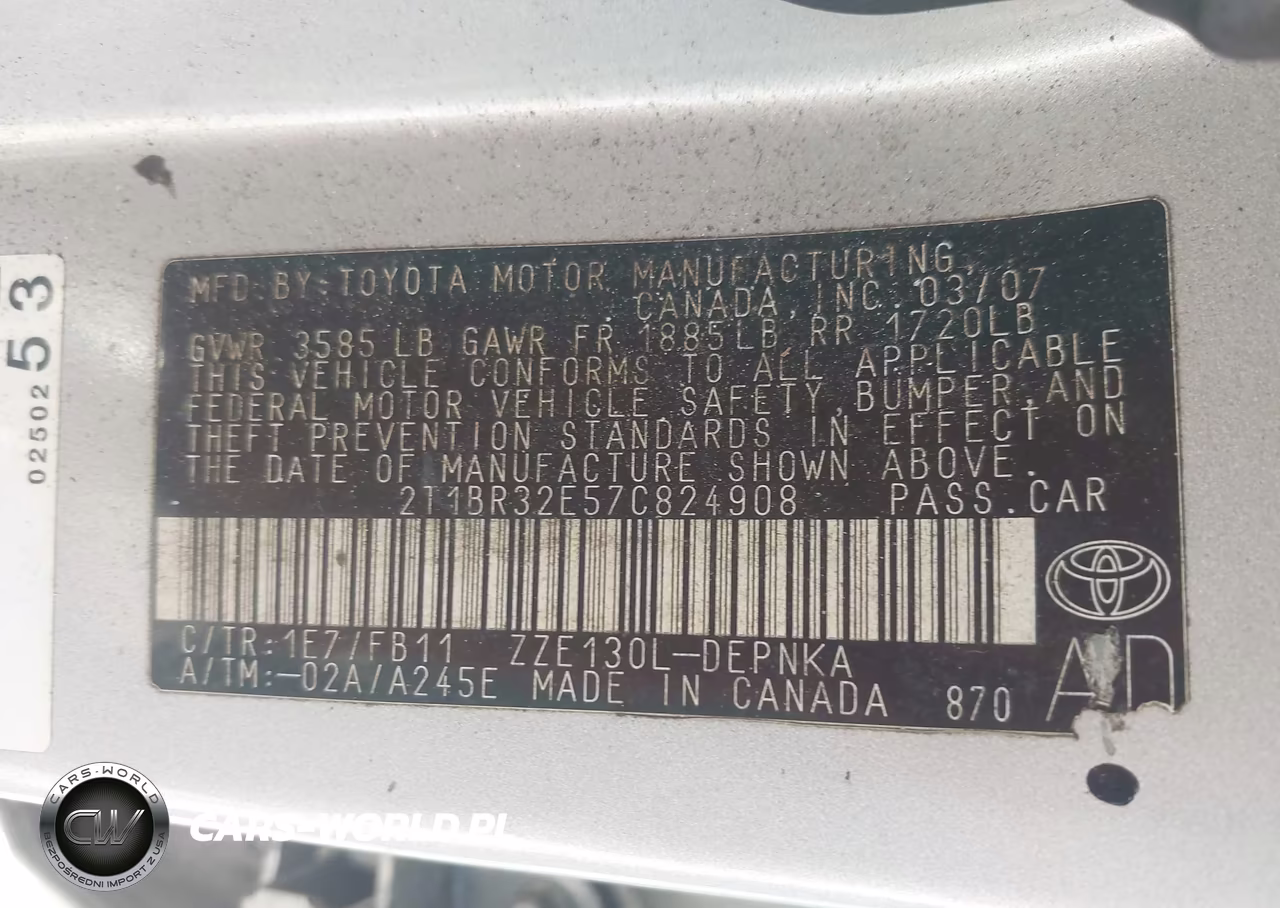 2007 Toyota Corolla Le VIN:2T1BR32E57C824908 - 9