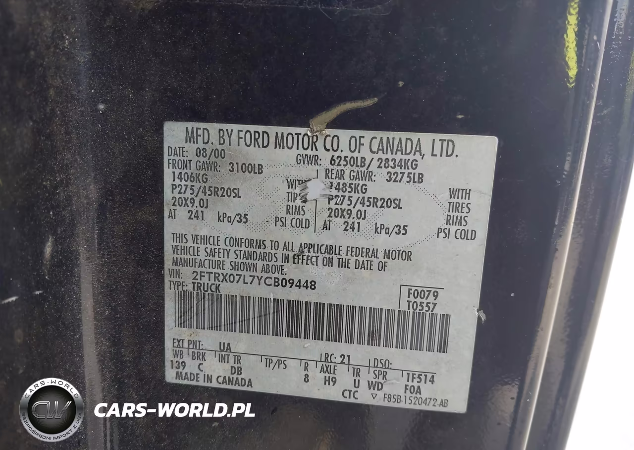 2000 Ford F-150 Lariat-Xl-Xlt VIN:2FTRX07L7YCB09448 - 9