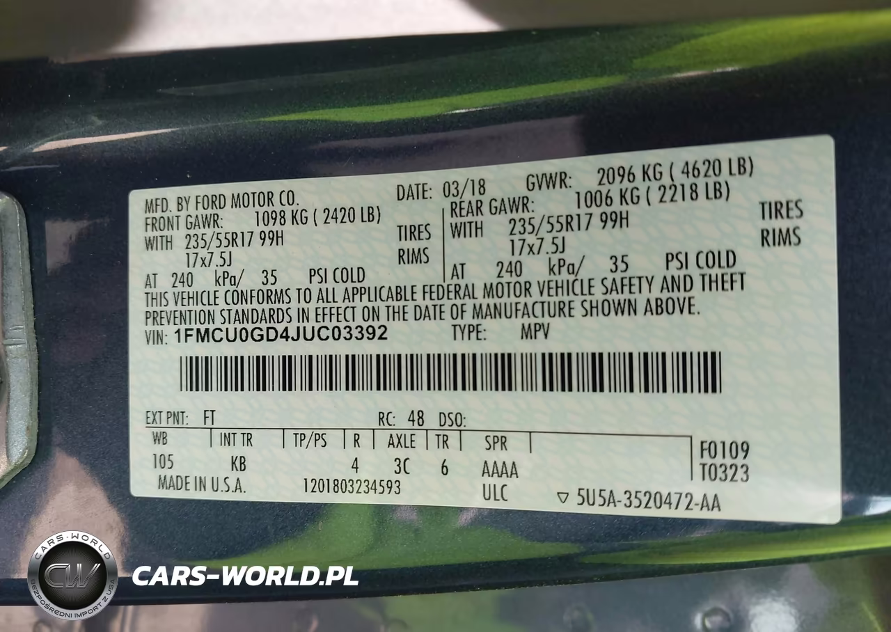 2018 Ford Escape Se VIN:1FMCU0GD4JUC03392 - 9