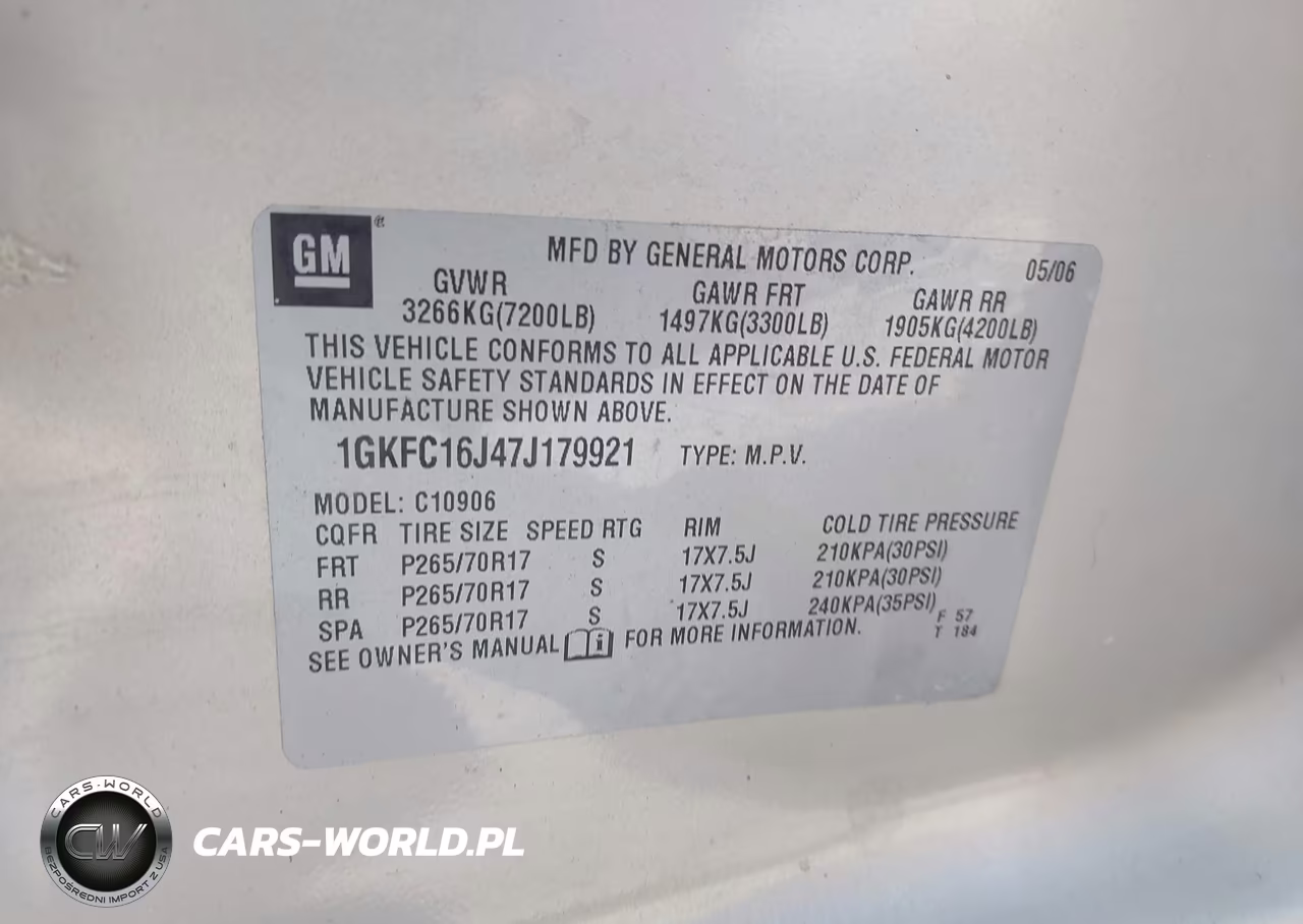 2007 GMC Yukon Xl 1500 Commercial Fleet VIN:1GKFC16J47J179921 - 9