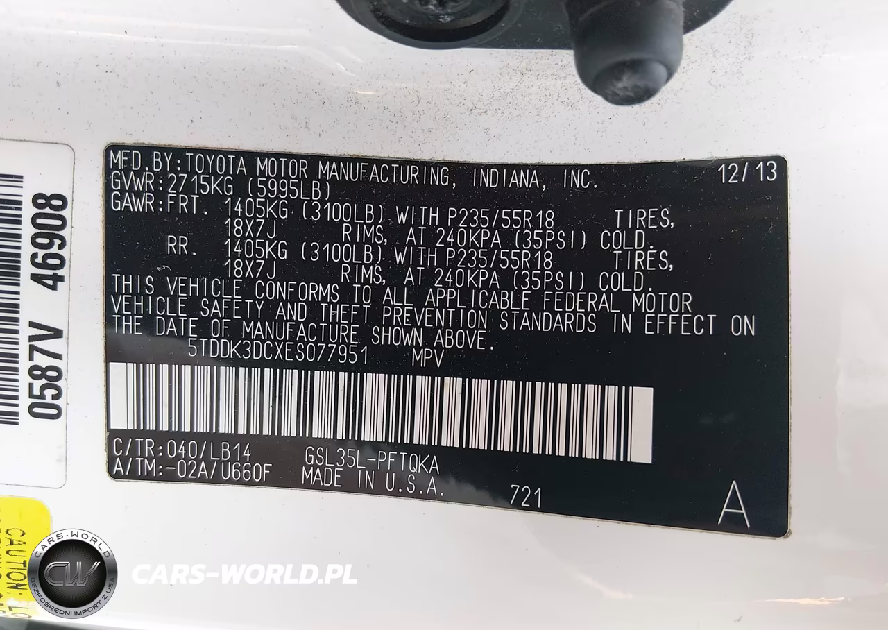 2014 Toyota Sienna Xle 7 Passenger VIN:5TDDK3DCXES077951 - 9