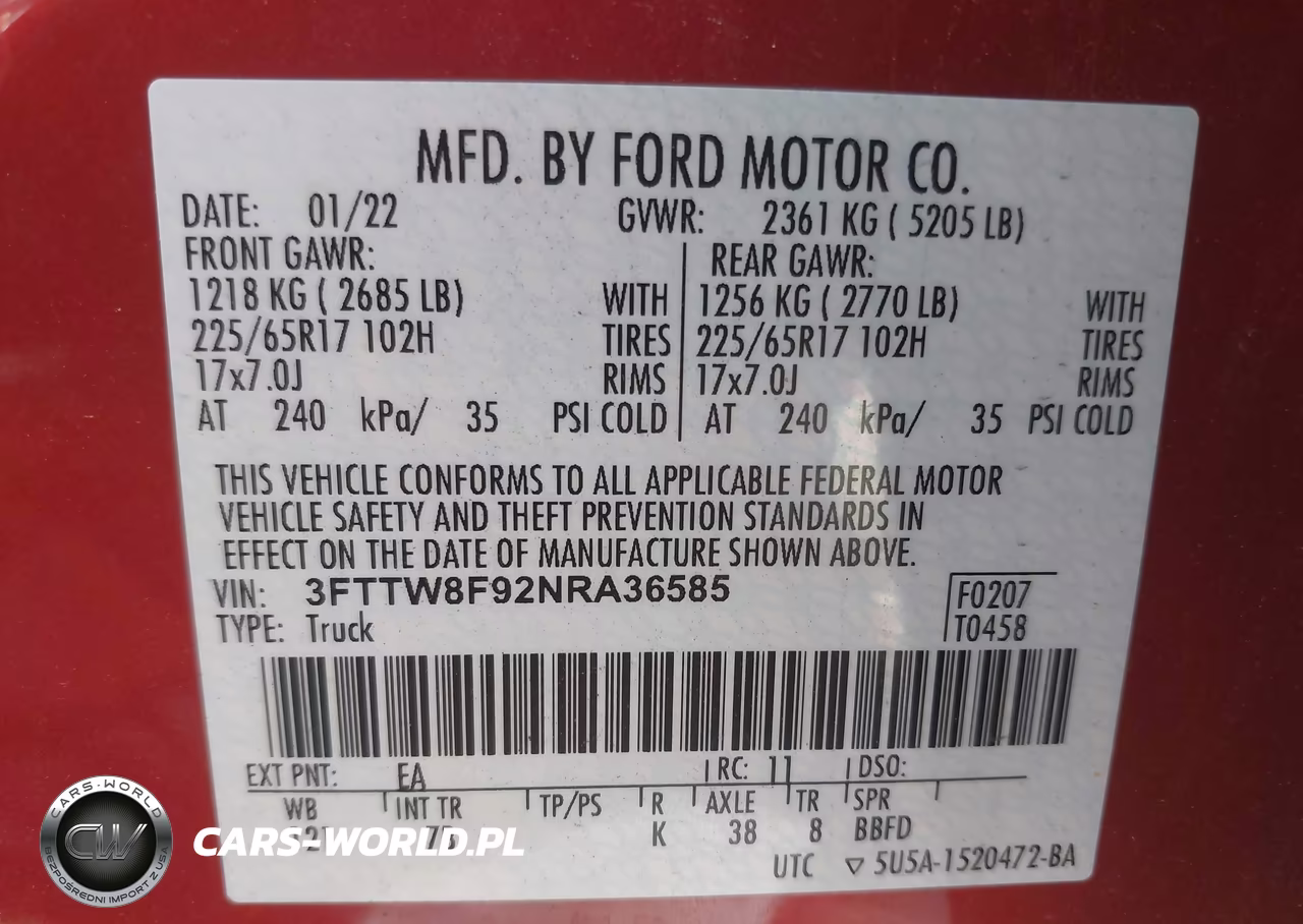 2022 Ford Maverick Xlt VIN:3FTTW8F92NRA36585 - 9