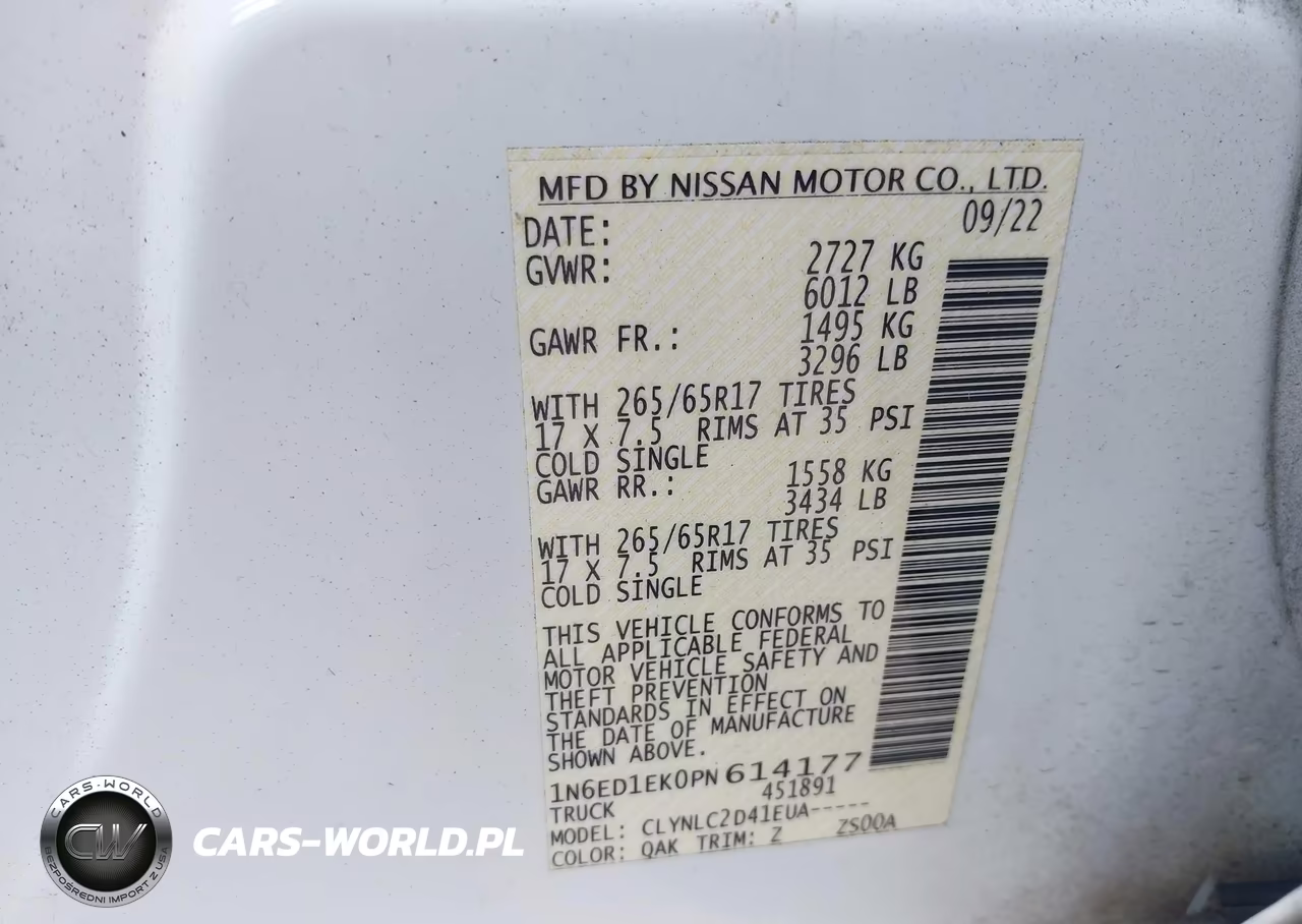 2023 Nissan Frontier VIN:1N6ED1EK0PN614177 - 9