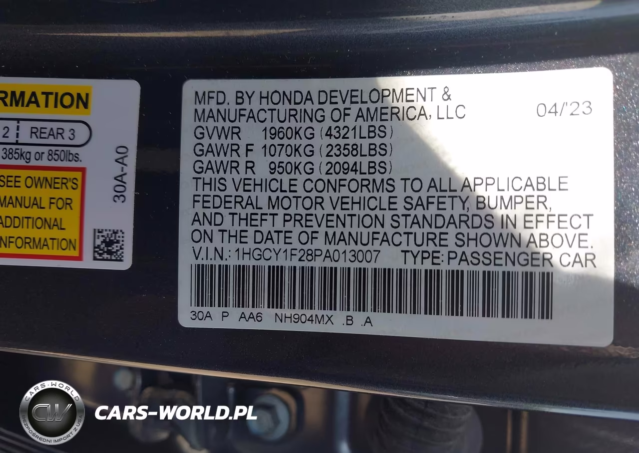 2023 Honda Accord Lx VIN:1HGCY1F28PA013007 - 9