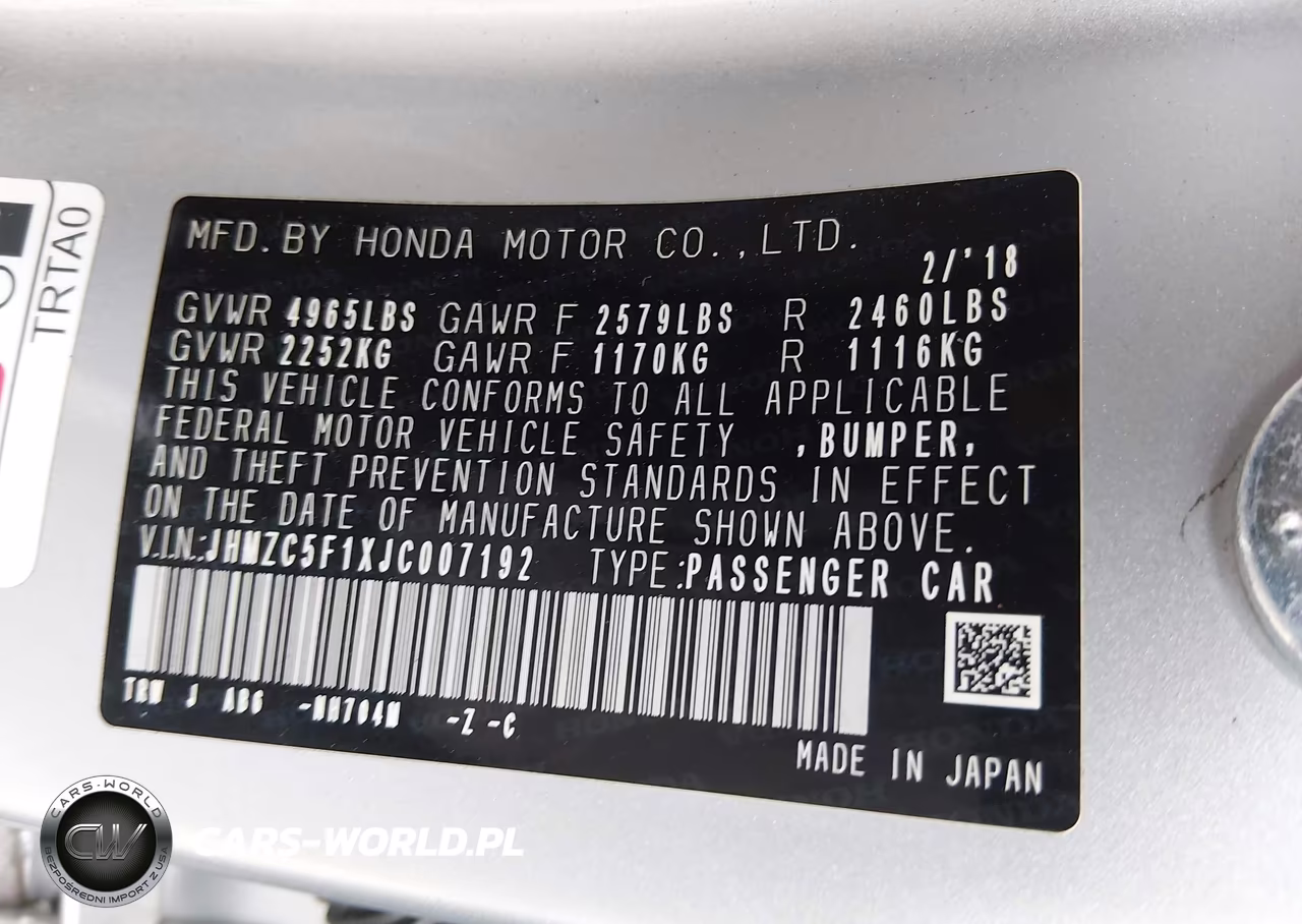 2018 Honda Clarity Plug-In Hybrid VIN:JHMZC5F1XJC007192 - 9