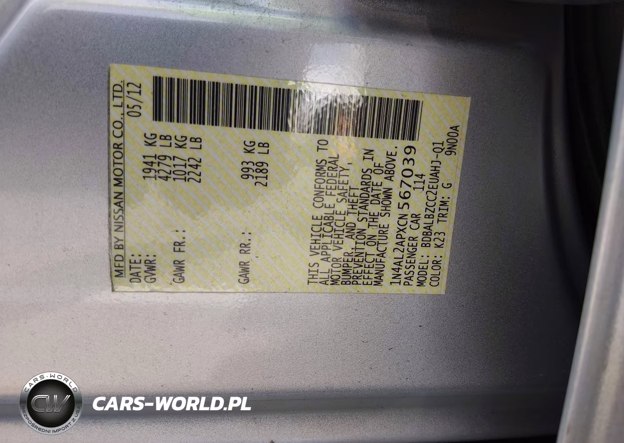 2012 Nissan Altima 2.5 S VIN:1N4AL2APXCN567039 - 9