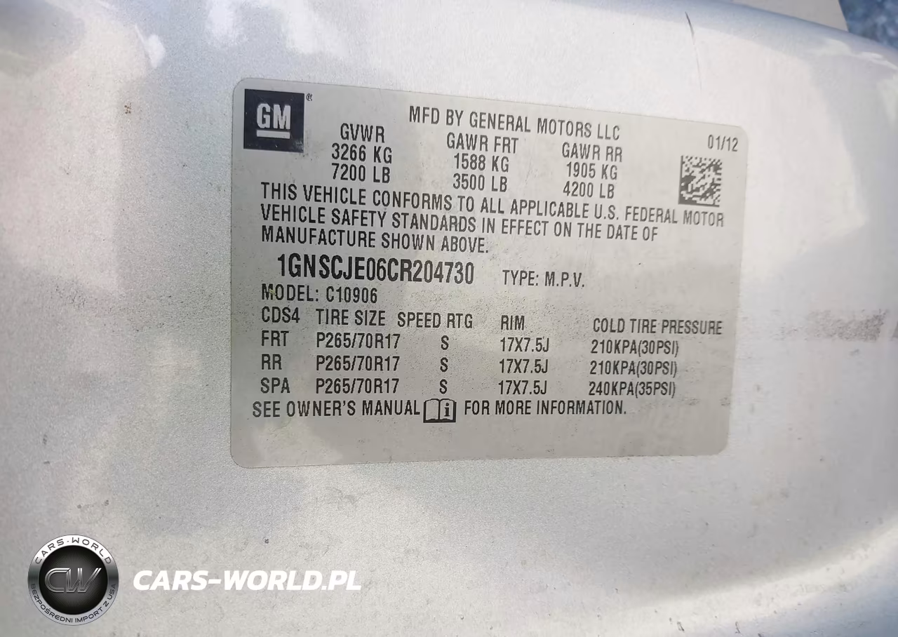 2012 Chevrolet Suburban Lt VIN:1GNSCJE06CR204730 - 9