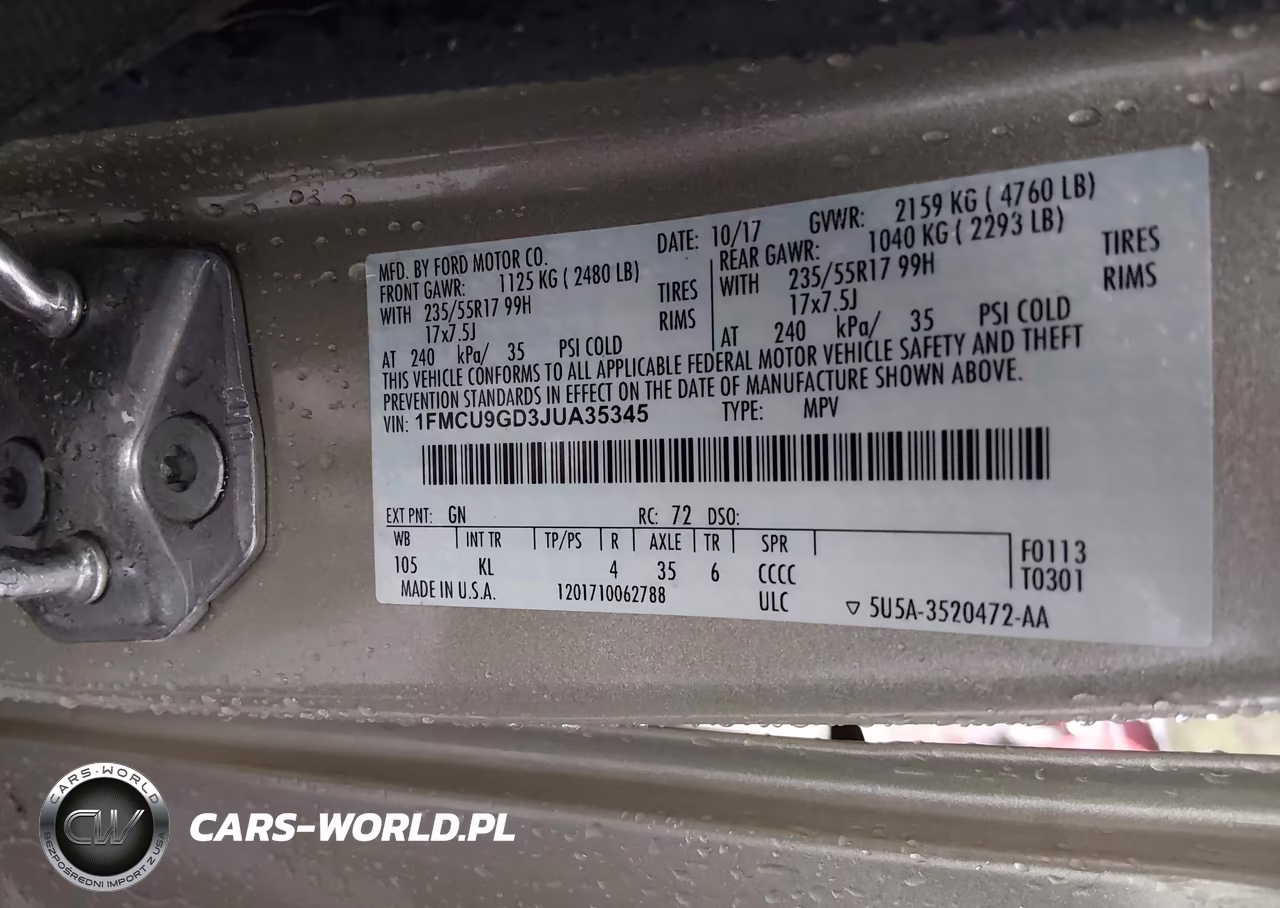 2018 Ford Escape Se VIN:1FMCU9GD3JUA35345 - 9