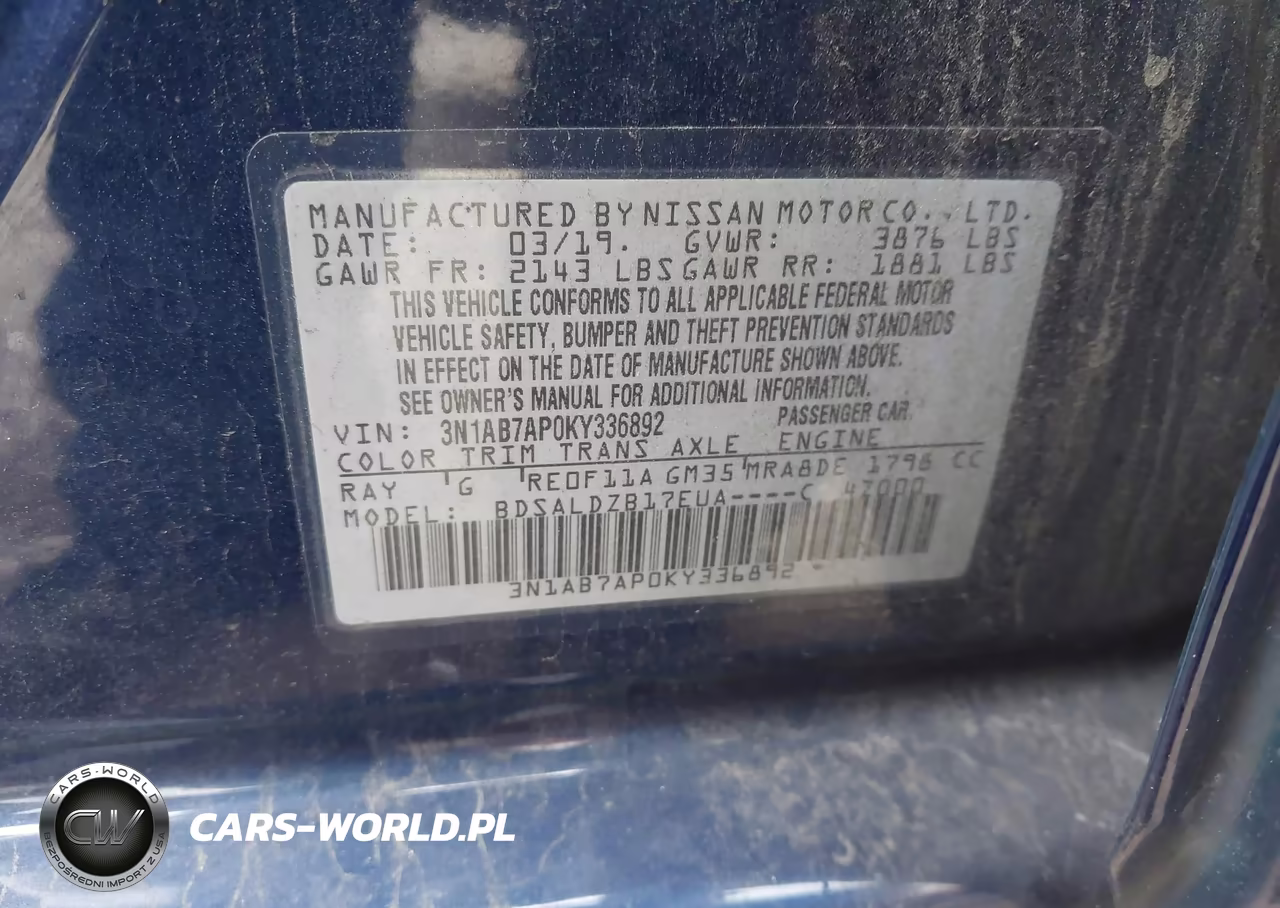 2019 Nissan Sentra Sv VIN:3N1AB7AP0KY336892 - 9