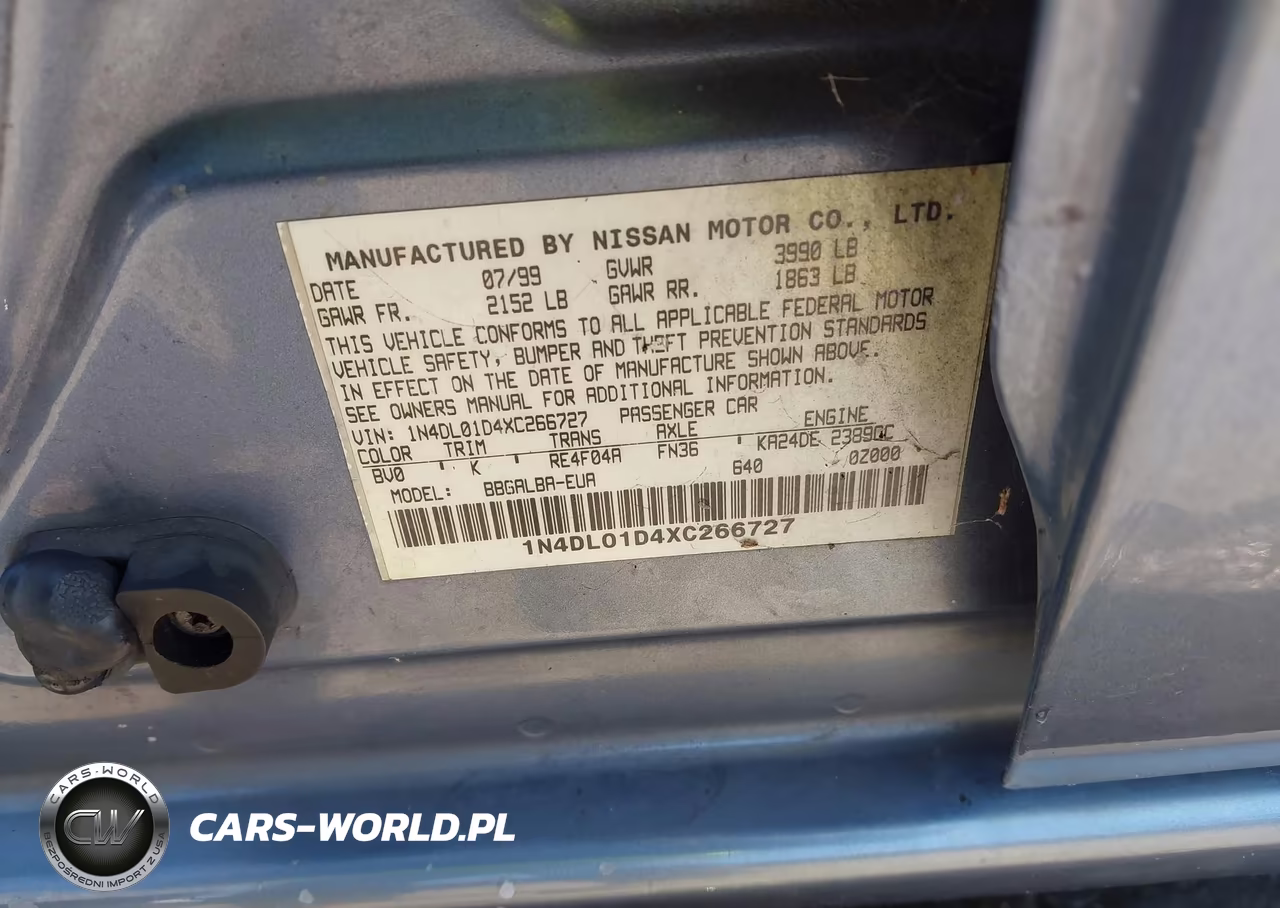 1999 Nissan Altima Gle-Gxe-Se-Se-L-Xe VIN:1N4DL01D4XC266727 - 9