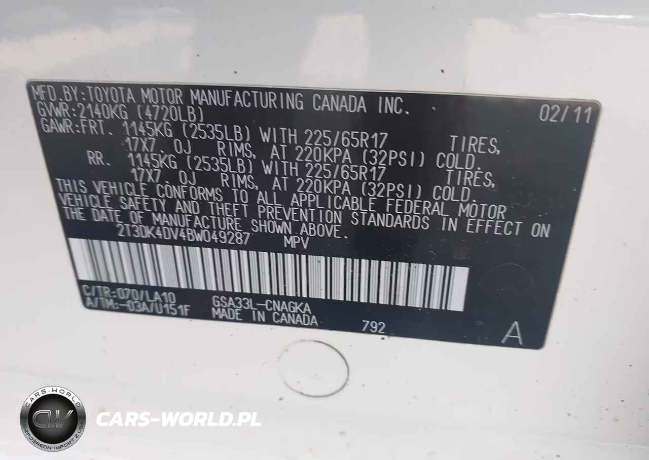 2011 Toyota Rav4 Limited V6 VIN:2T3DK4DV4BW049287 - 9