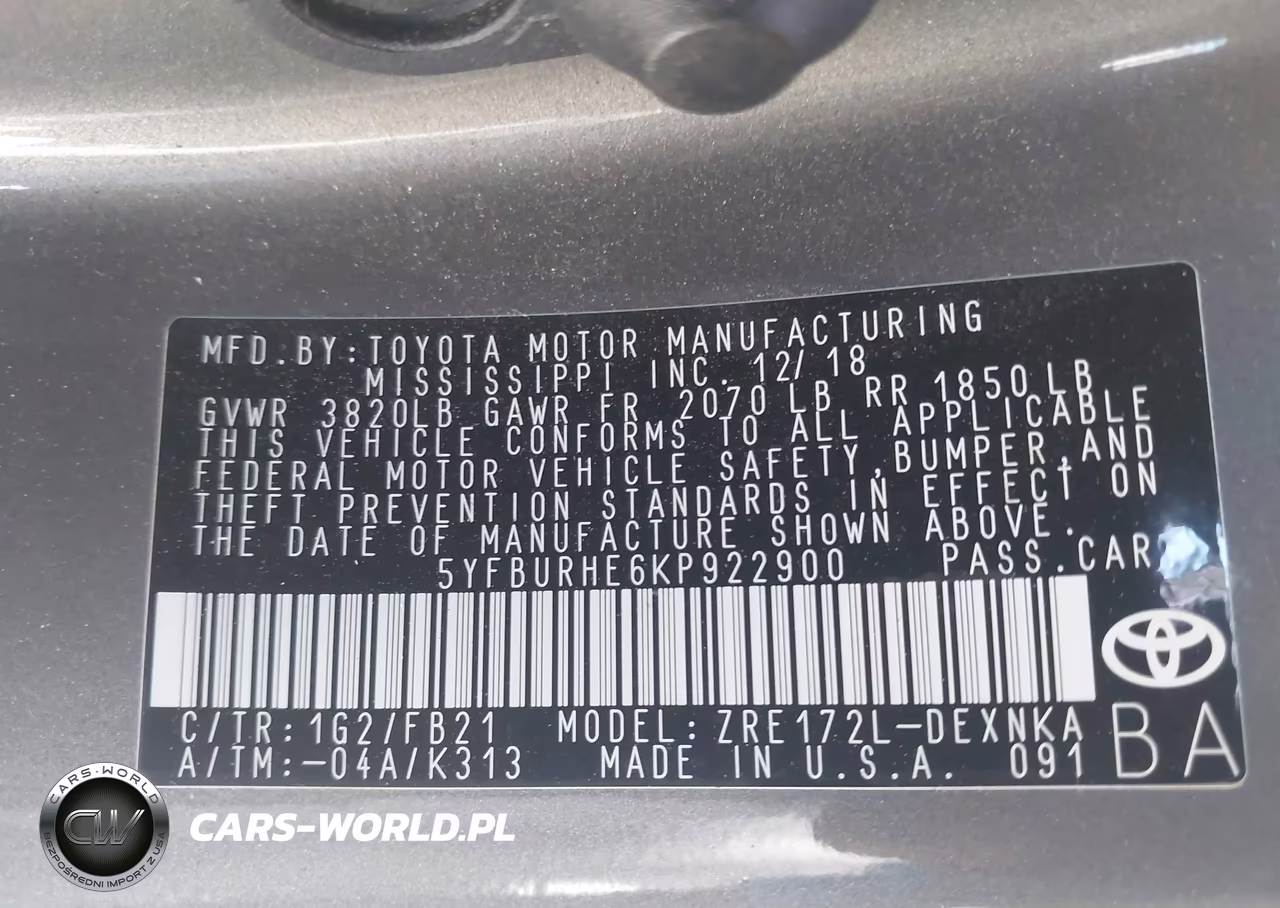 2019 Toyota Corolla Le VIN:5YFBURHE6KP922900 - 9