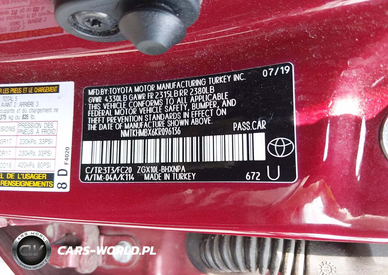 2019 Toyota C-Hr Le VIN:NMTKHMBX6KR096136 - 9